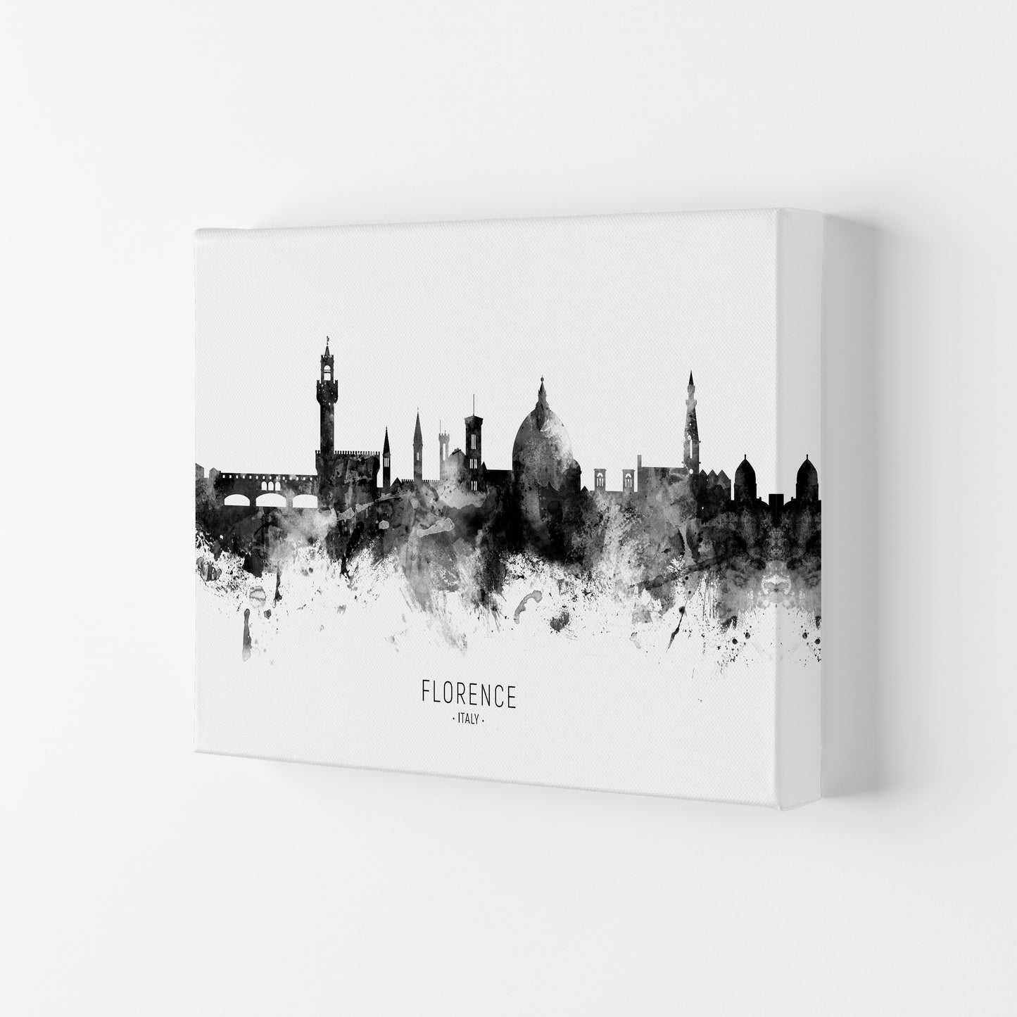 Florence Italy Skyline Black White City Name by Michael Tompsett Canvas