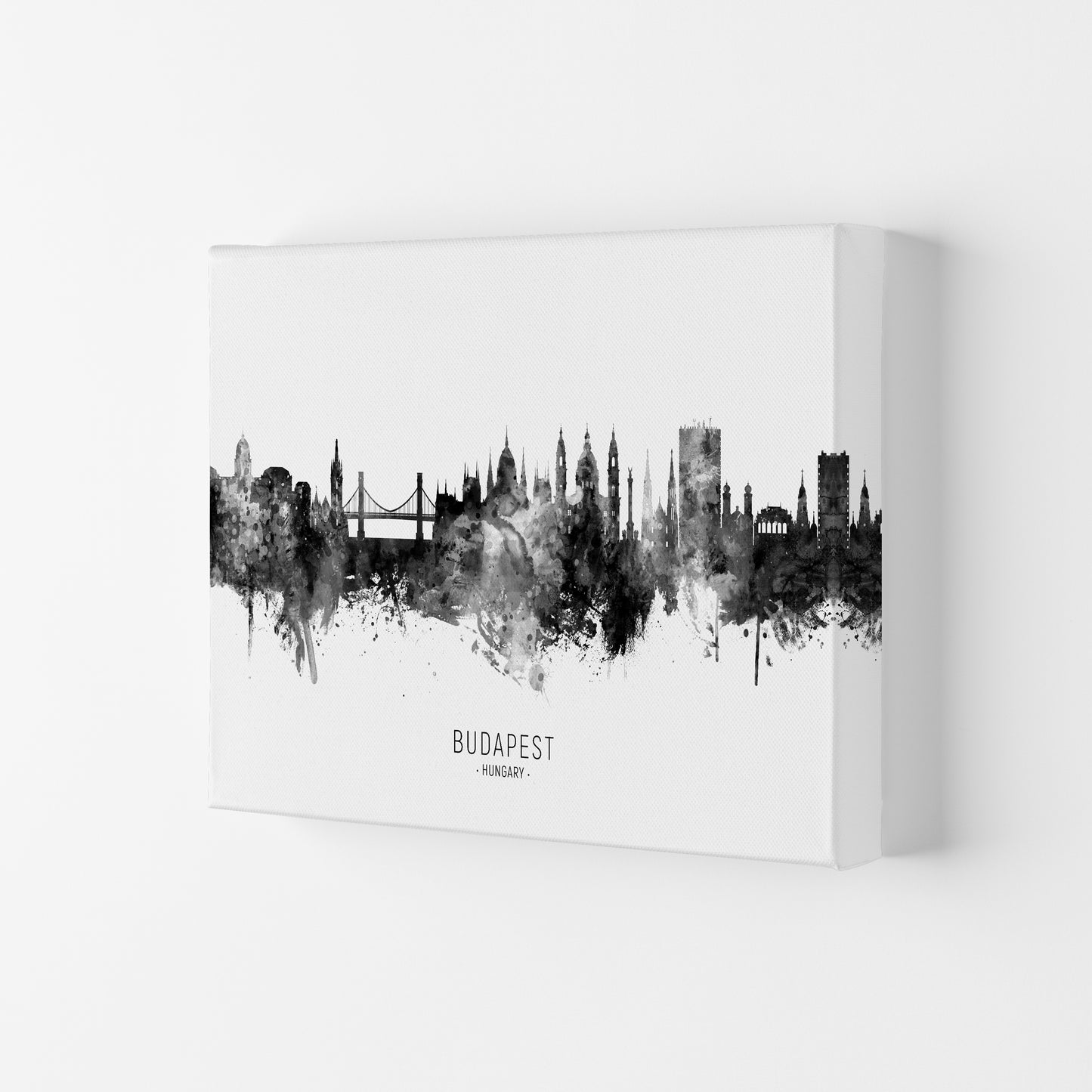 Budapest Hungary Skyline Black White City Name by Michael Tompsett Canvas