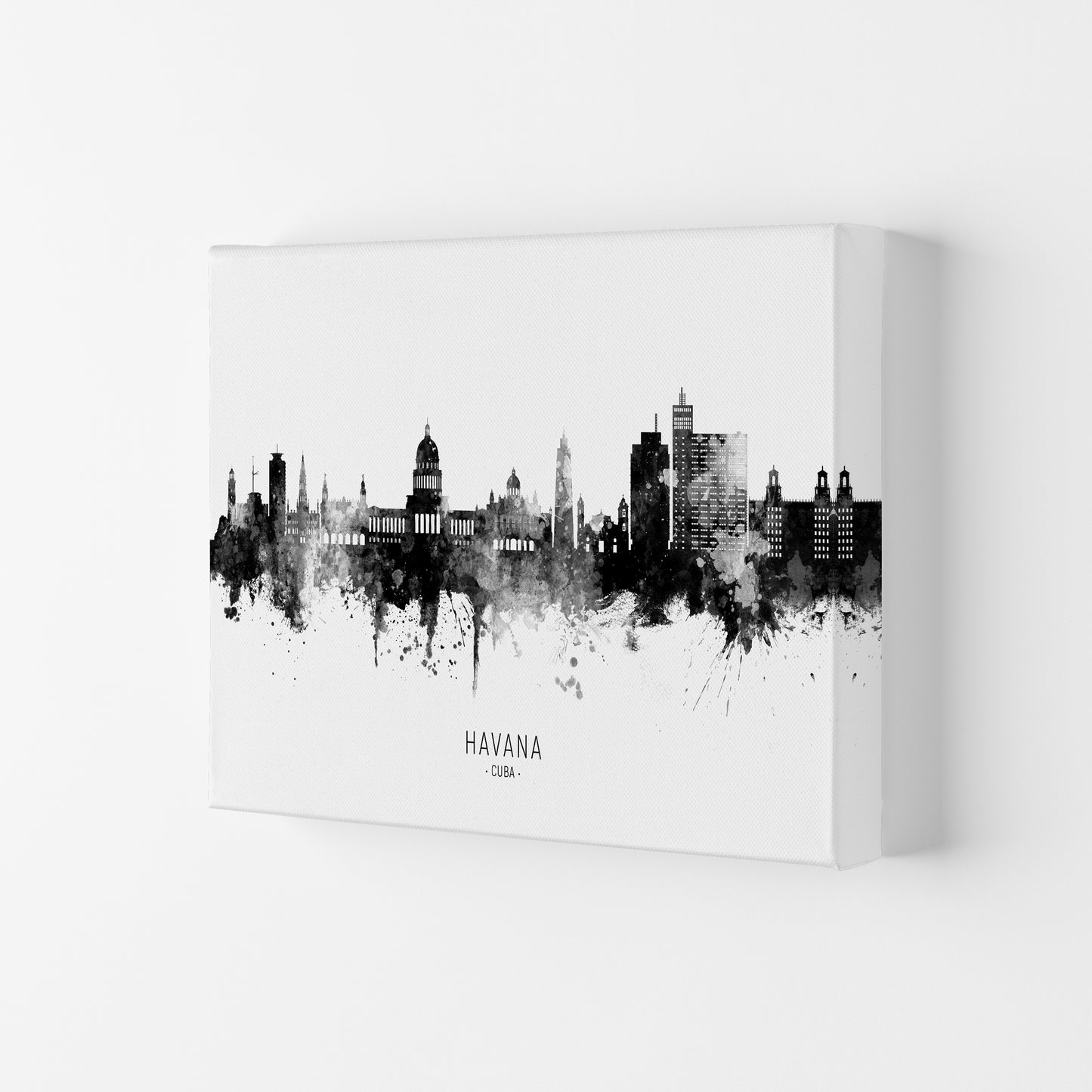 Havana Cuba Skyline Black White City Name by Michael Tompsett Canvas