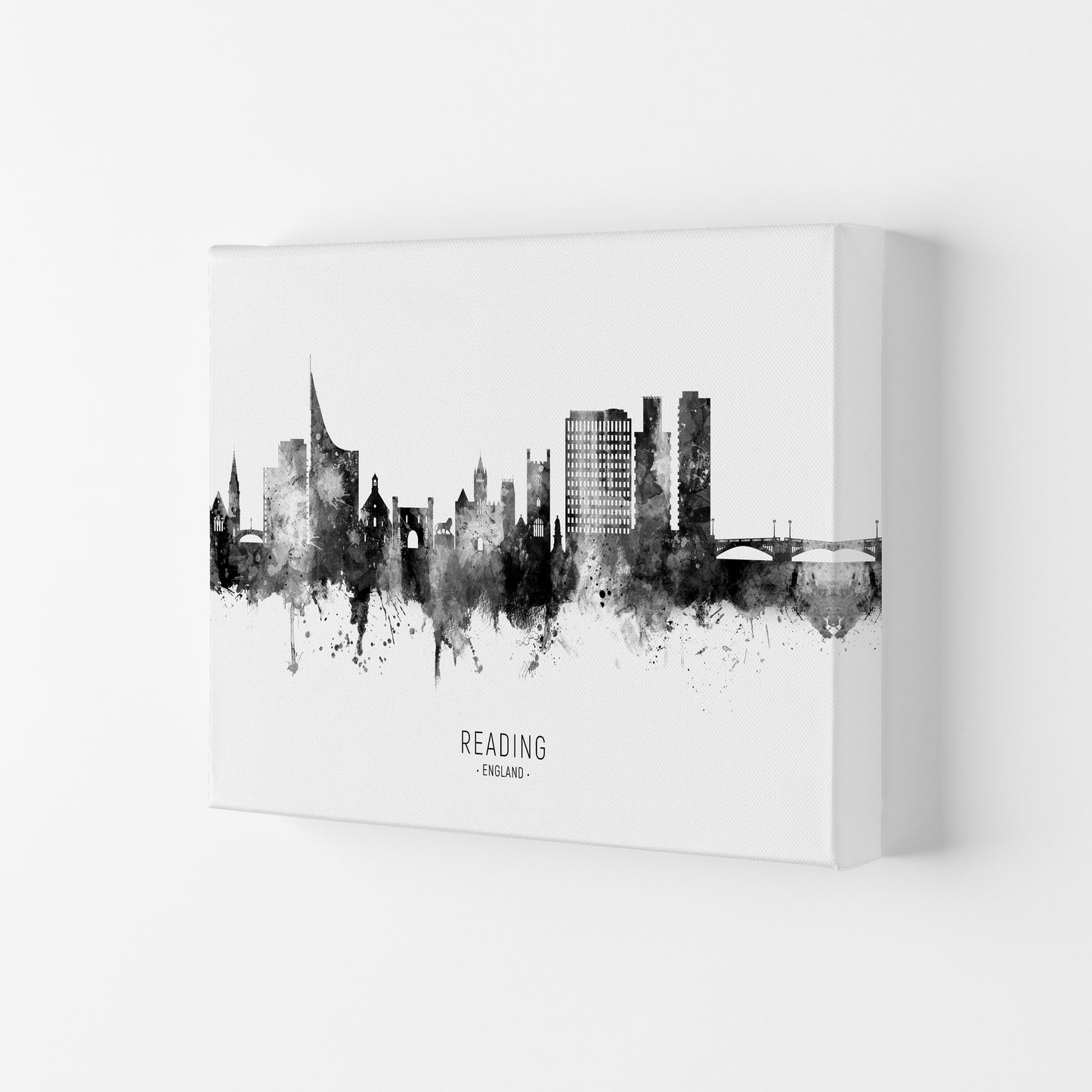Reading England Skyline Black White City Name by Michael Tompsett Canvas