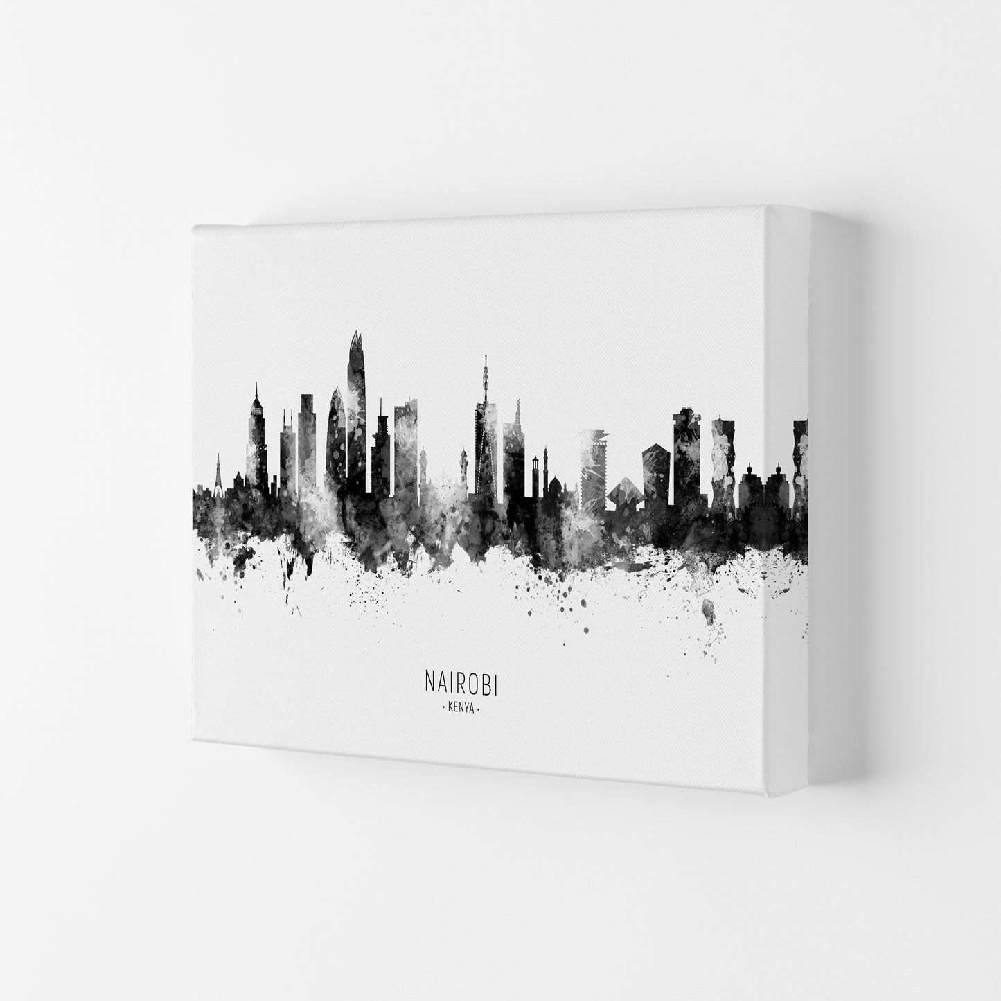 Nairobi Kenya Skyline Black White City Name  by Michael Tompsett Canvas