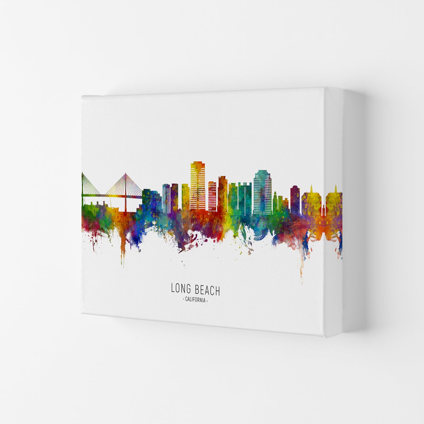 Long Beach California Skyline Art Print by Michael Tompsett Canvas
