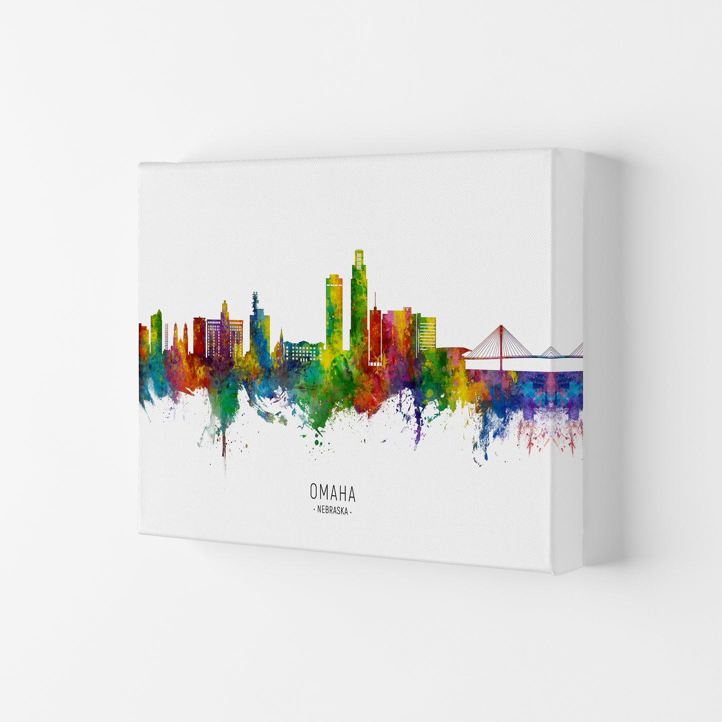 Omaha Nebraska Skyline Art Print by Michael Tompsett Canvas