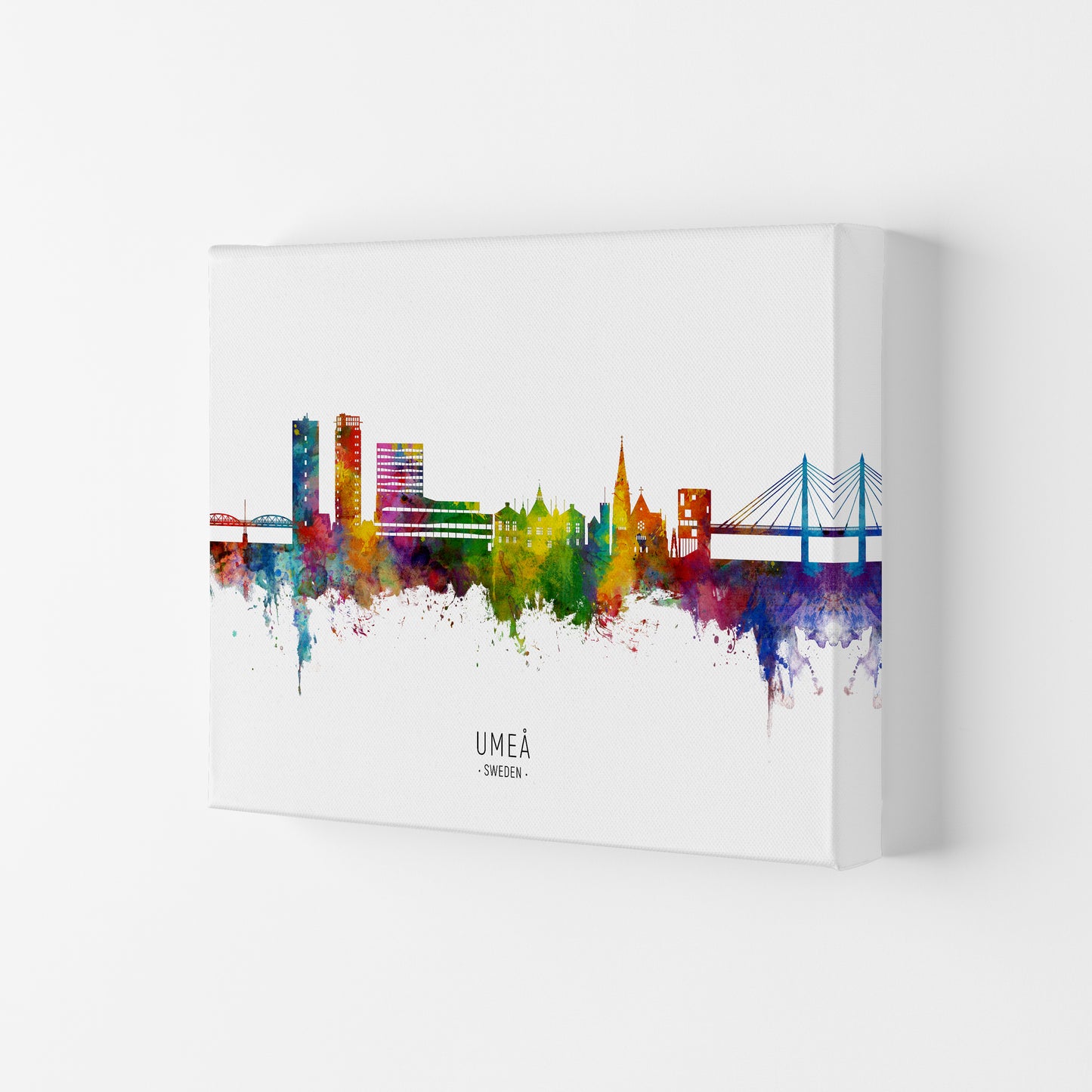 Umea Sweden Skyline Art Print by Michael Tompsett Canvas