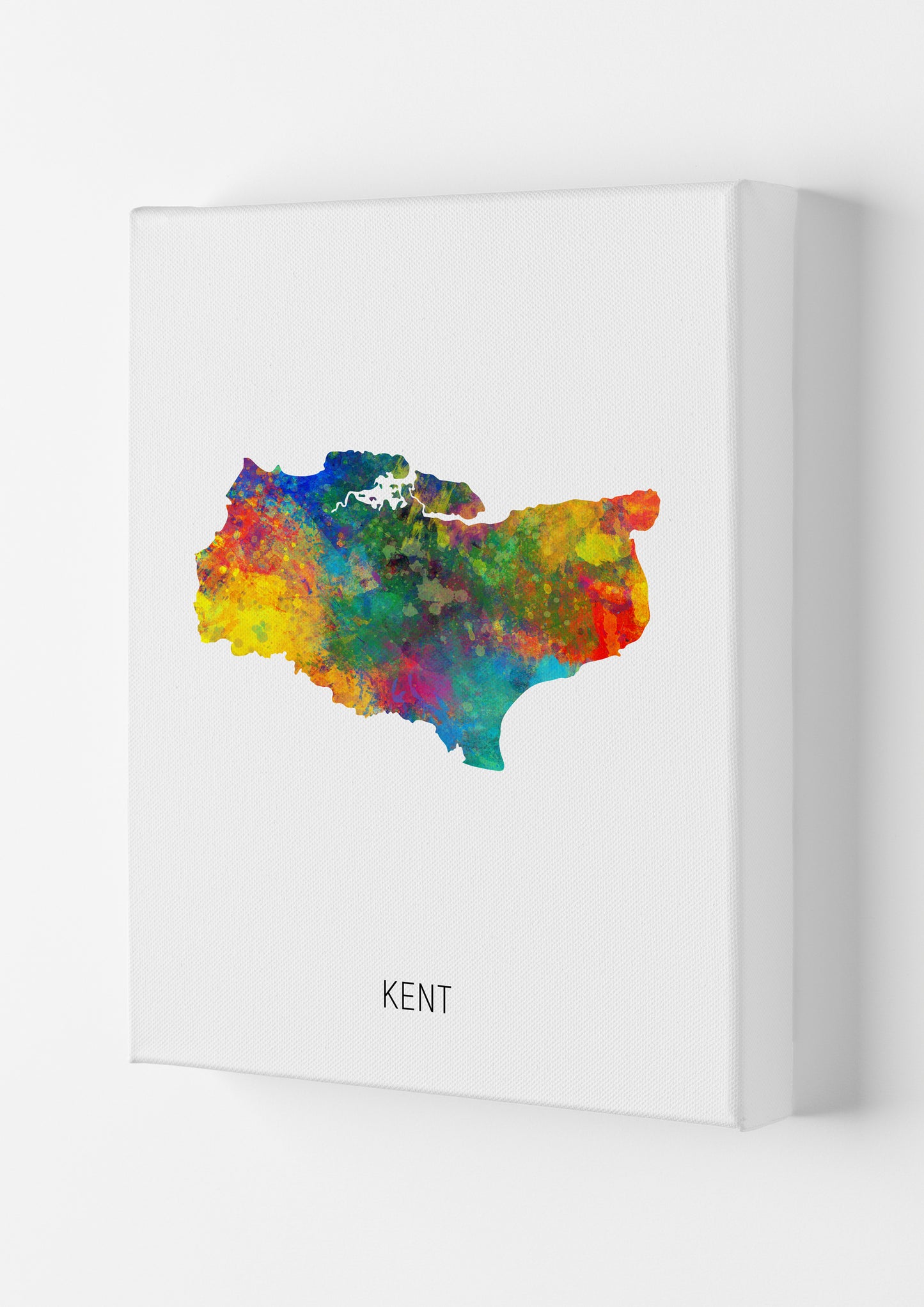 Kent Watercolour Map Art Print by Michael Tompsett Canvas