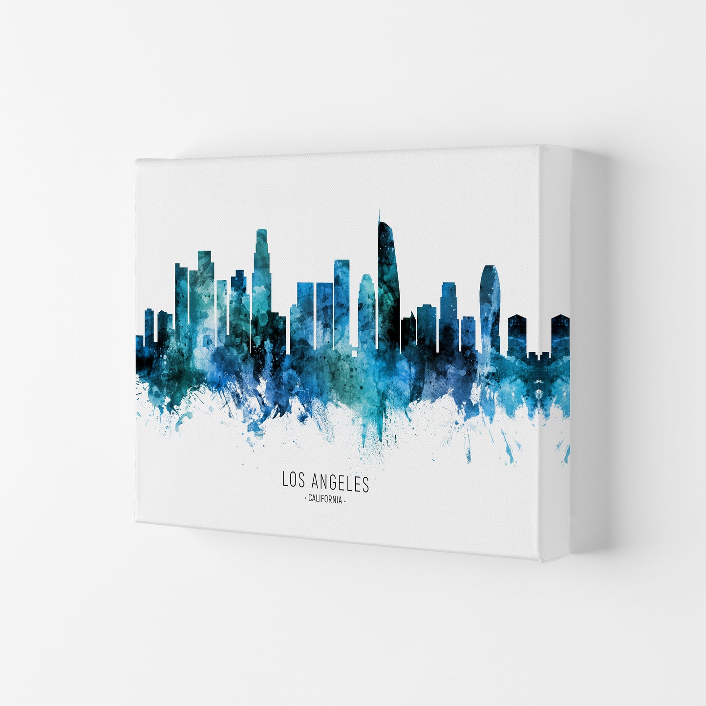 Los Angeles California Skyline Blue City Name by Michael Tompsett Canvas