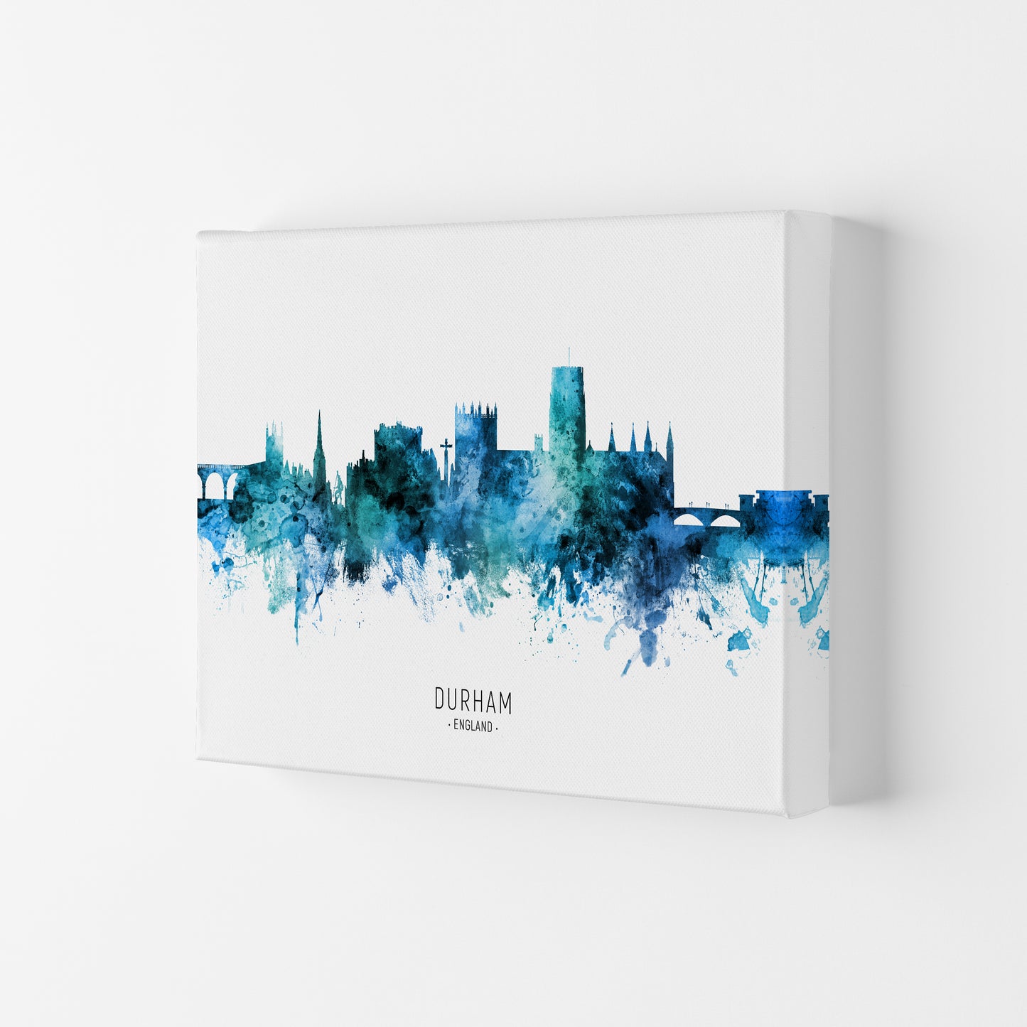 Durham England Skyline Blue City Name by Michael Tompsett Canvas