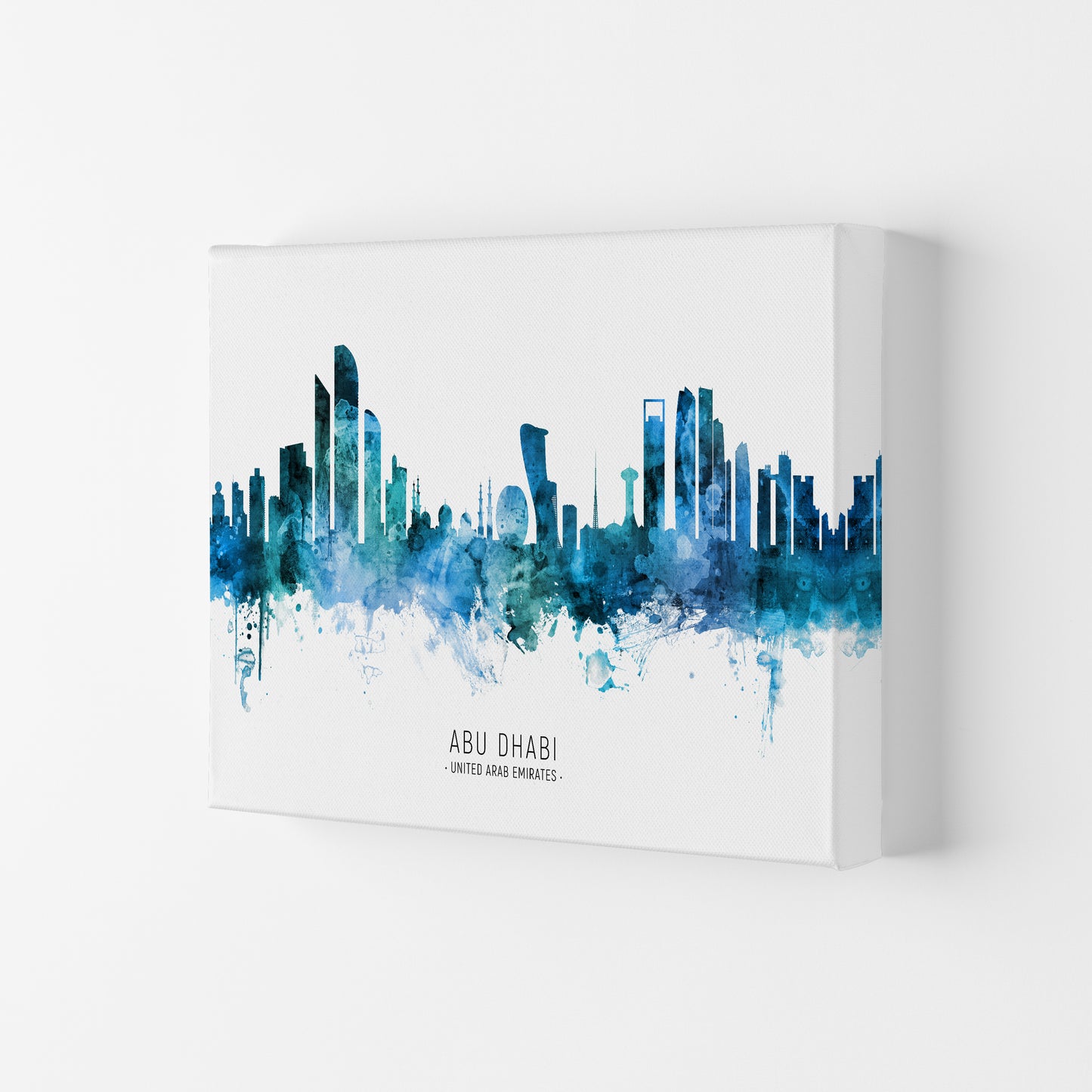 Abu Dhabi United Arab Emirates Skyline Blue City Name by Michael Tompsett Canvas