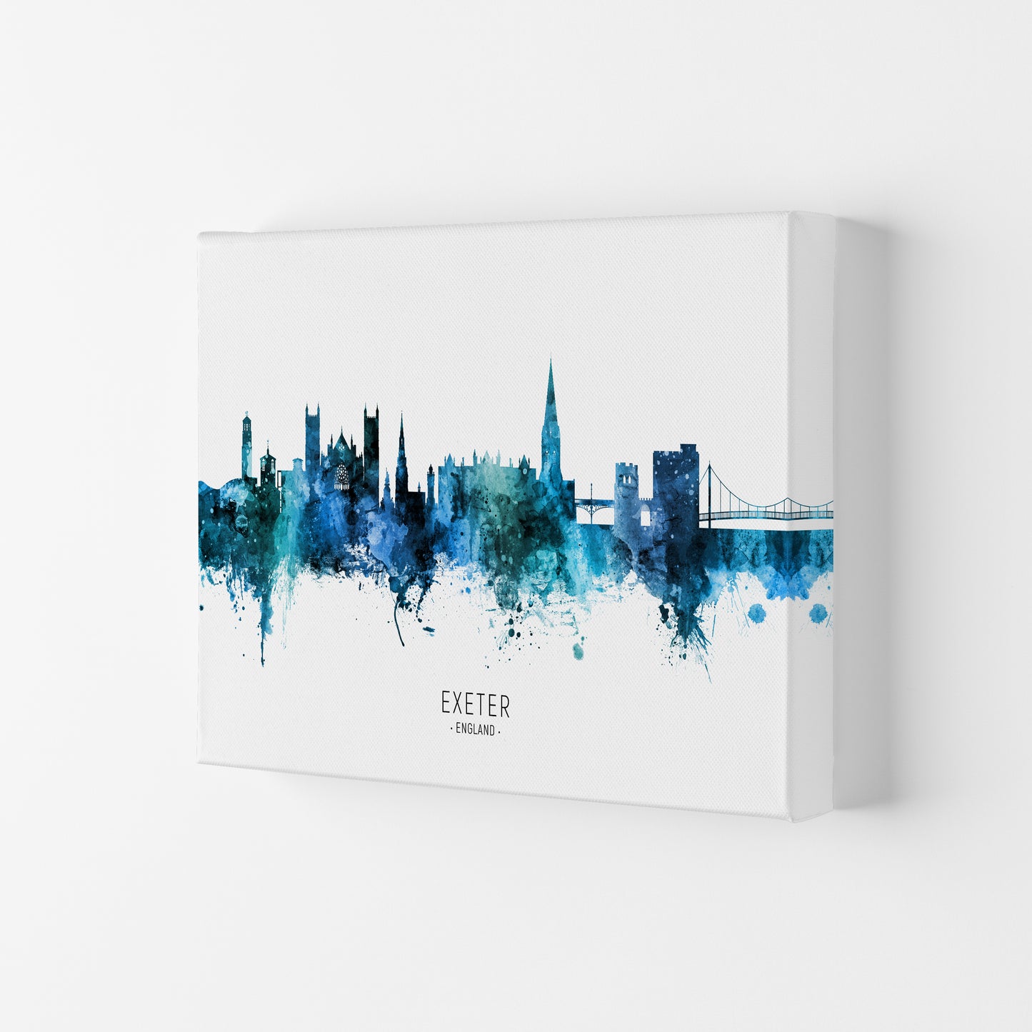 Exeter England Skyline Blue City Name by Michael Tompsett Canvas