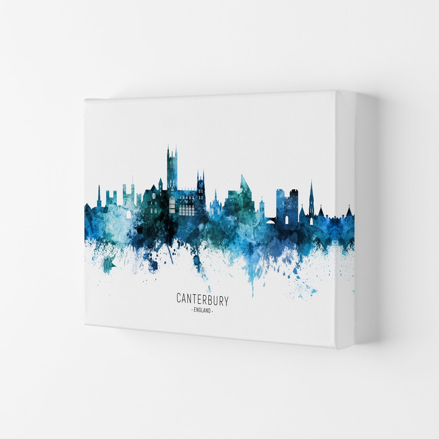 Canterbury England Skyline Blue City Name by Michael Tompsett Canvas