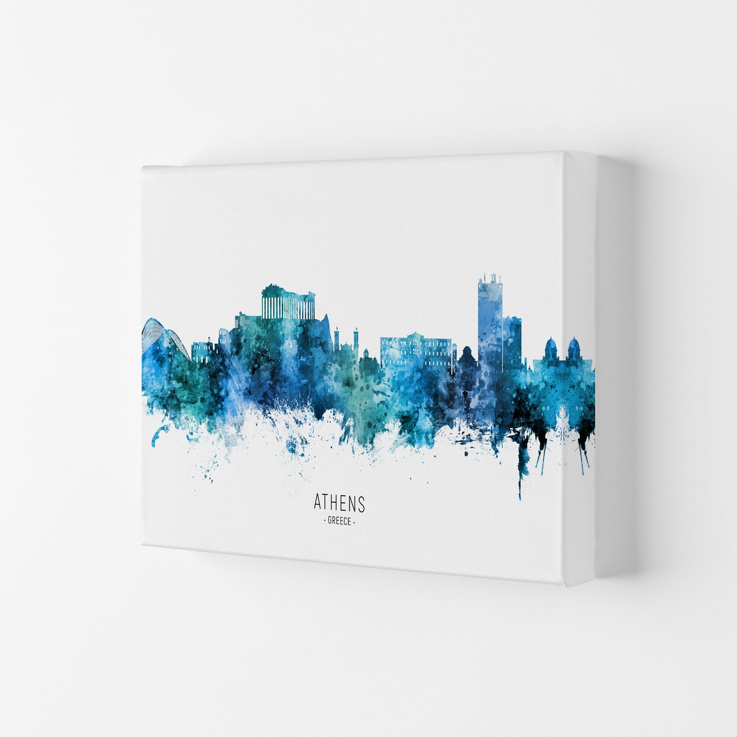Athens Greece Skyline Blue City Name by Michael Tompsett Canvas