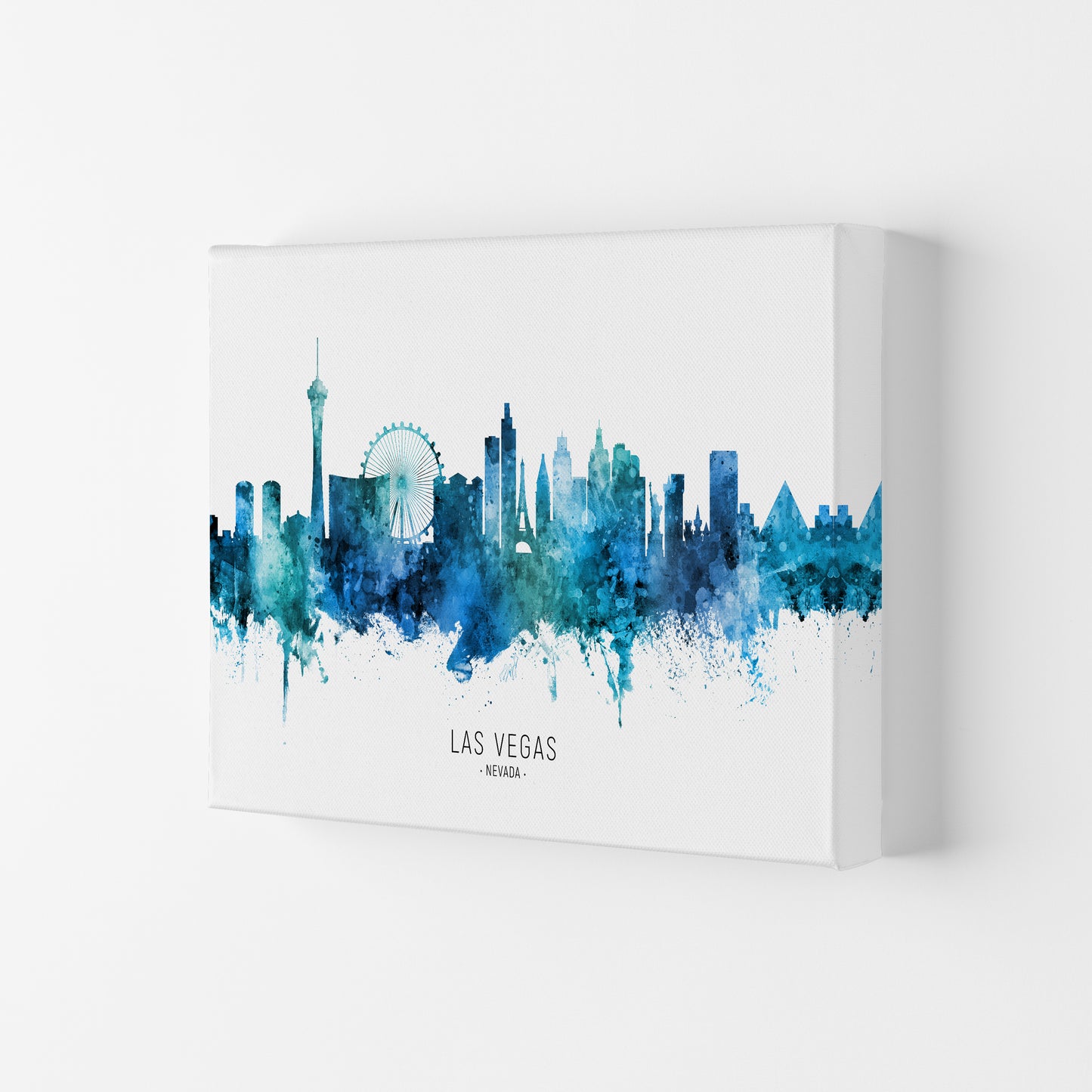 Las Vegas Nevada Skyline Blue City Name  by Michael Tompsett Canvas