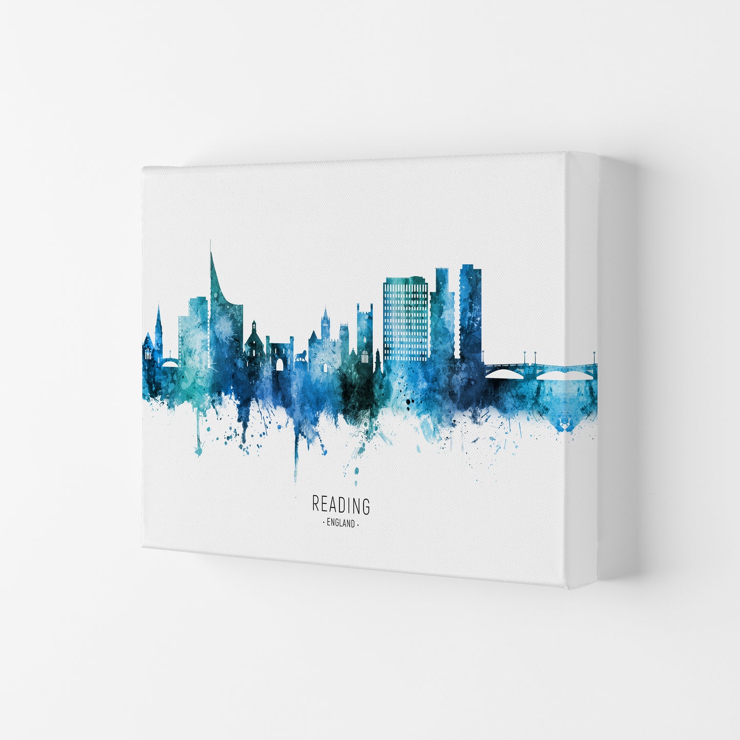 Reading England Skyline Blue City Name  by Michael Tompsett Canvas