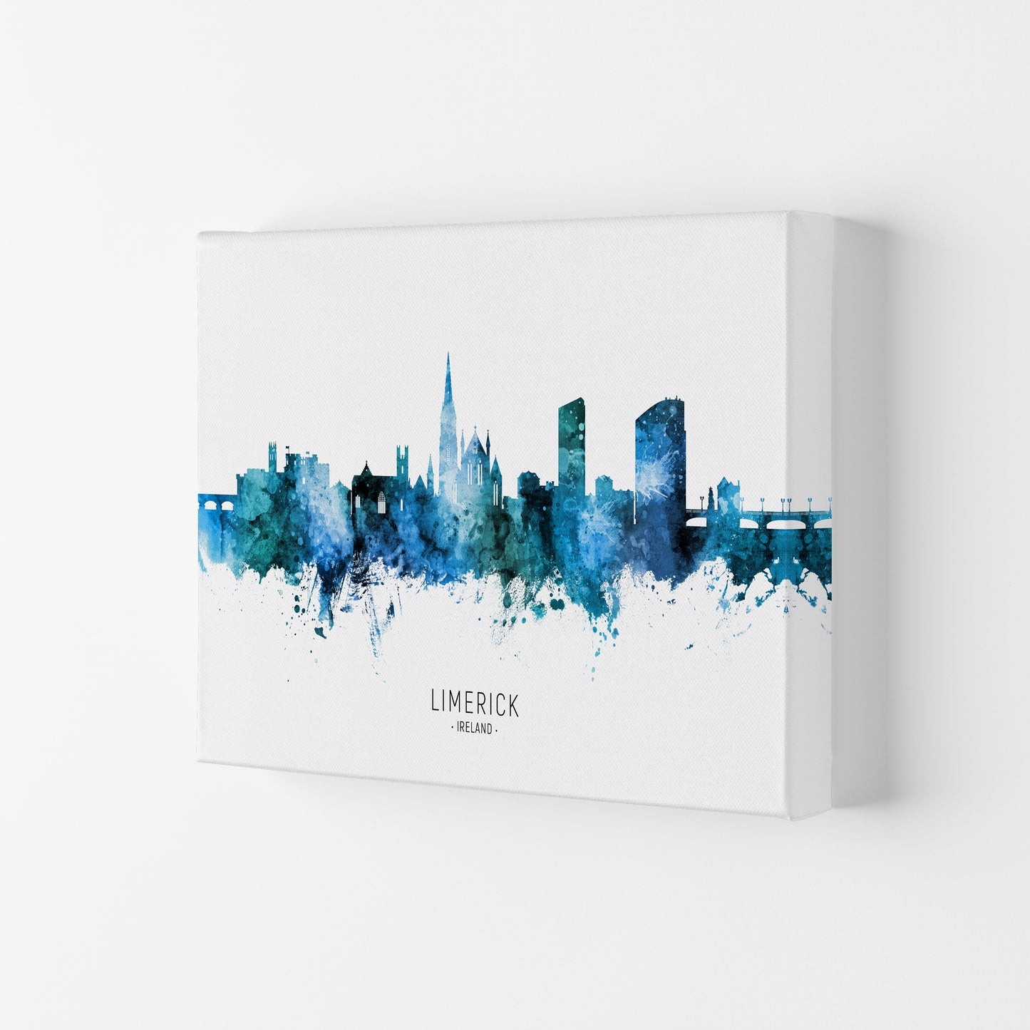 Limerick Ireland Skyline Blue City Name by Michael Tompsett Canvas
