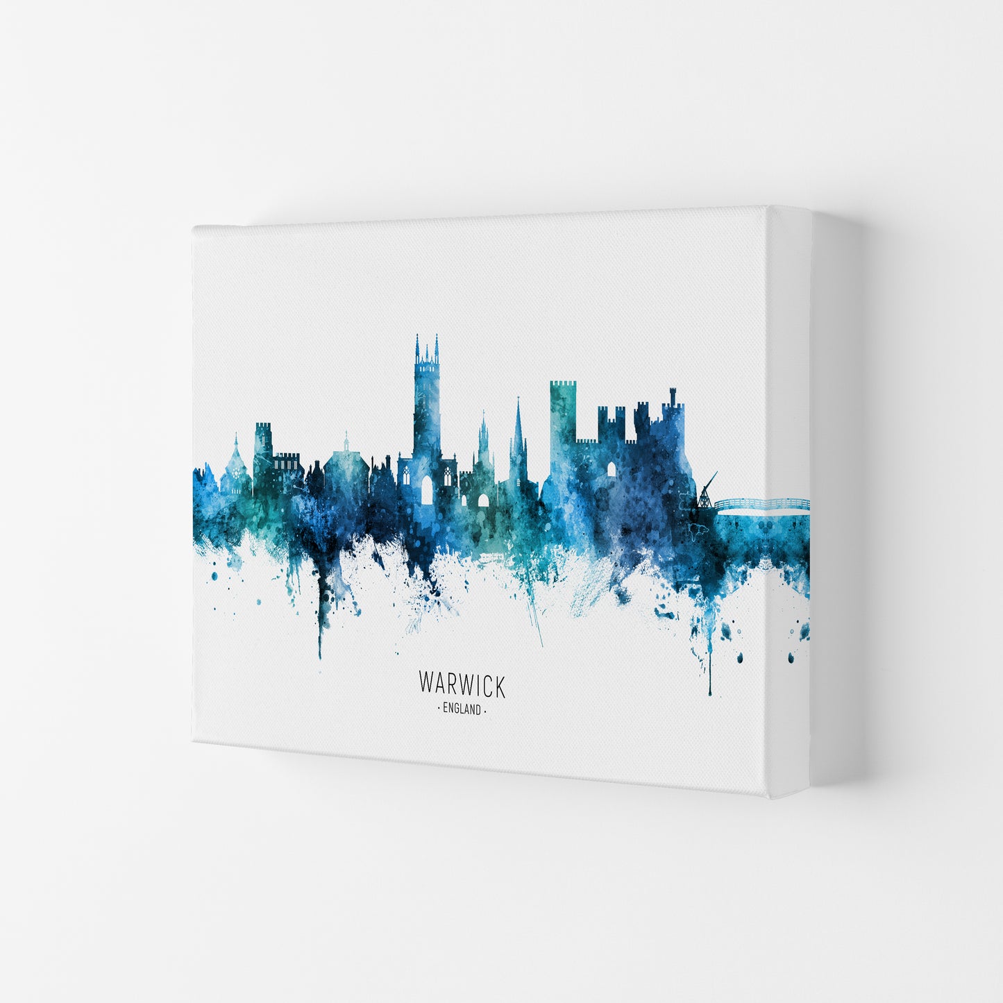 Warwick England Skyline Blue City Name by Michael Tompsett Canvas