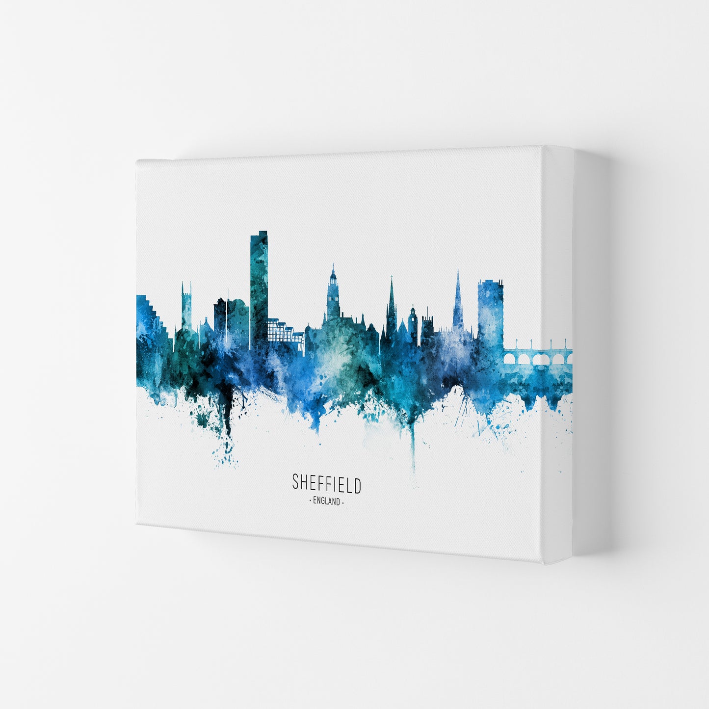 Sheffield England Skyline Blue City Name by Michael Tompsett Canvas
