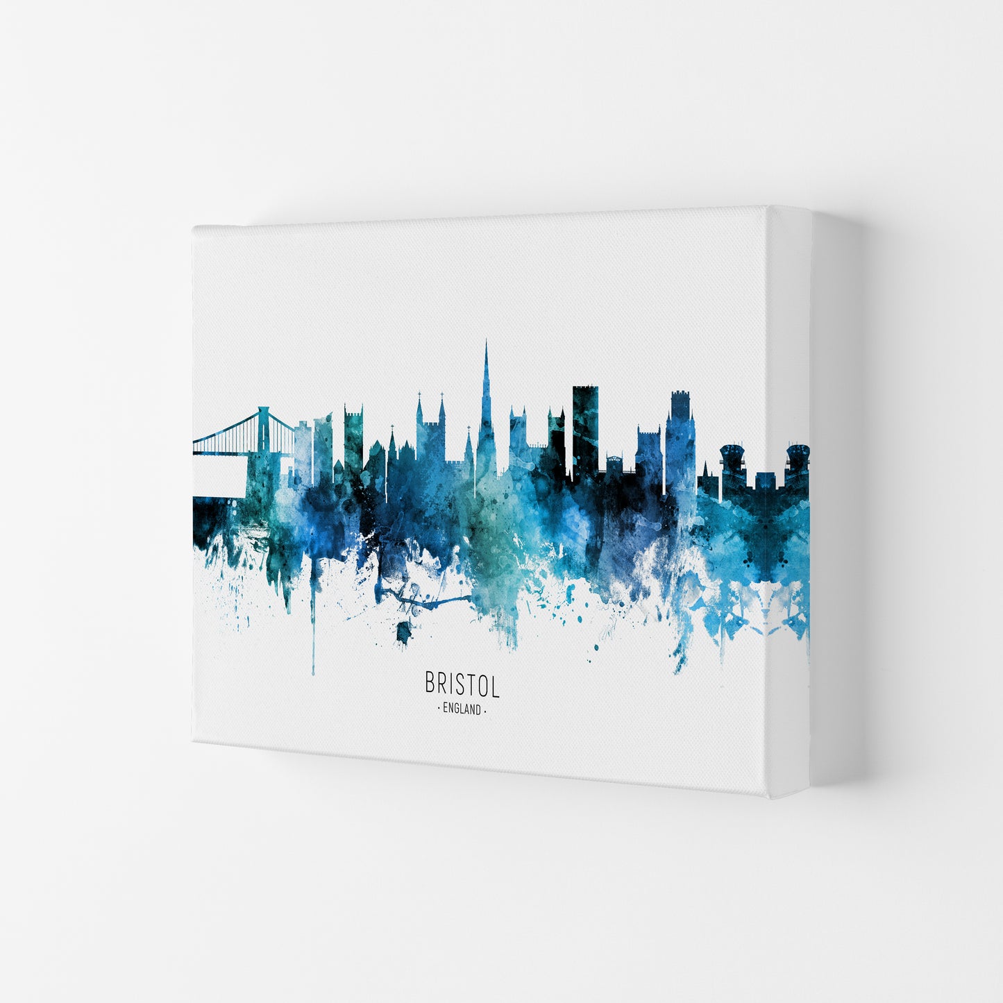 Bristol England Skyline Blue City Name by Michael Tompsett Canvas
