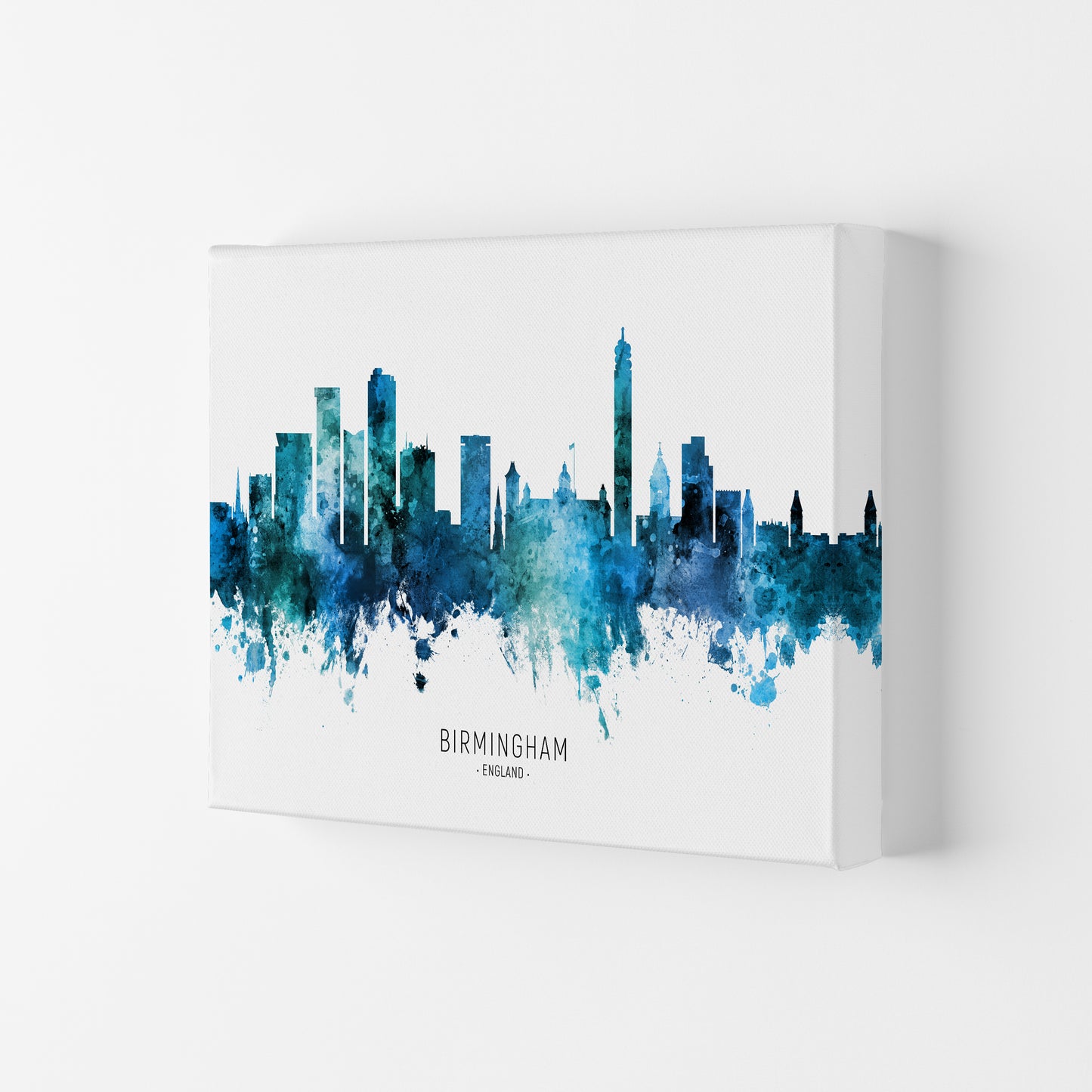 Birmingham England Skyline Blue City Name by Michael Tompsett Canvas