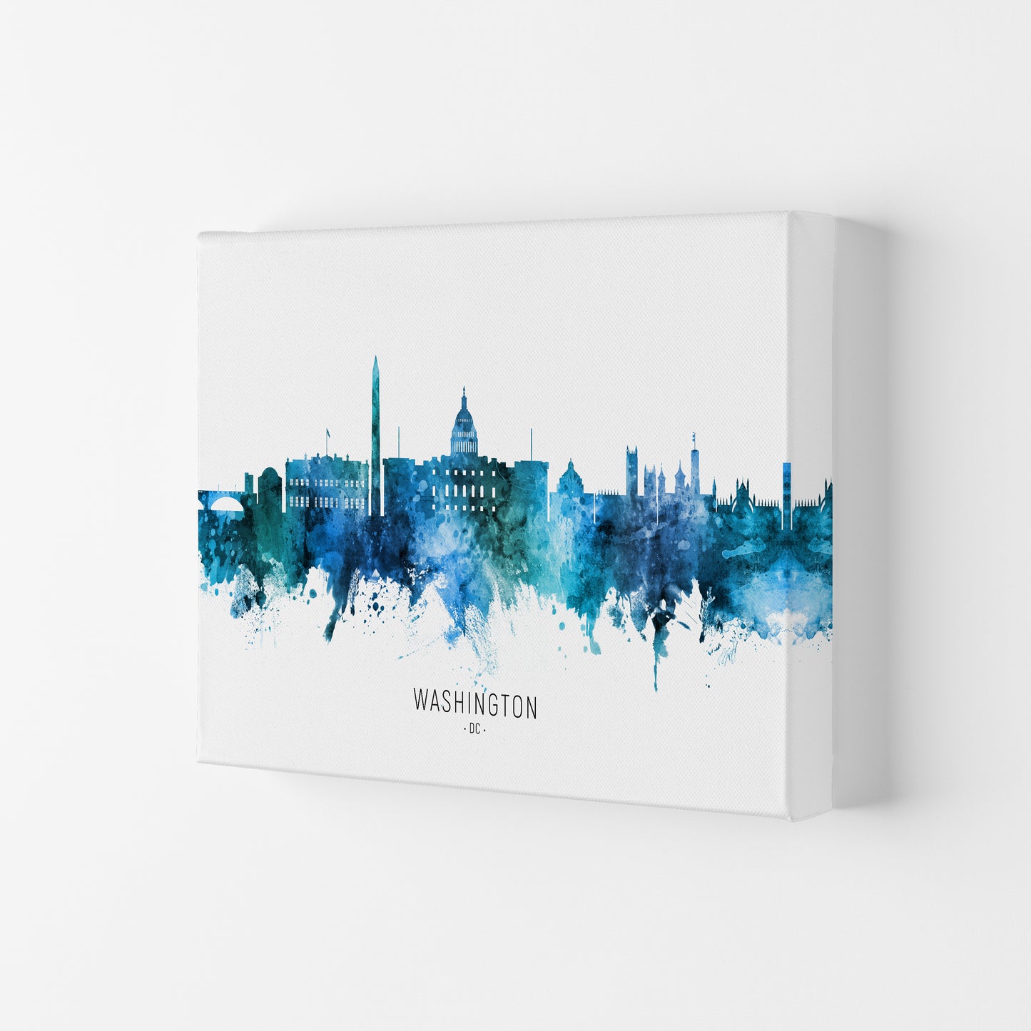 Washington Dc Skyline Blue City Name by Michael Tompsett Canvas