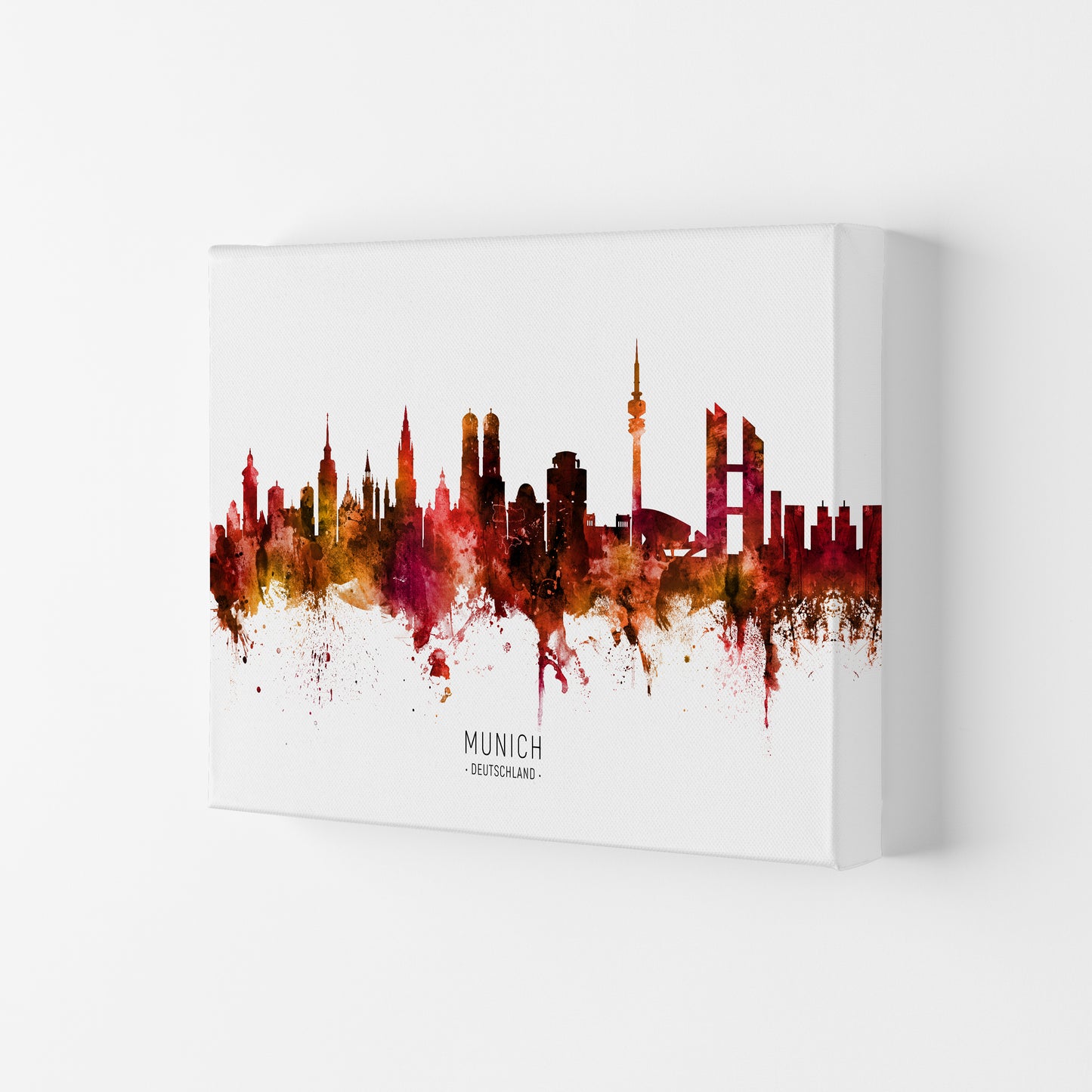 Munich Deutschland Skyline Red City Name by Michael Tompsett Canvas