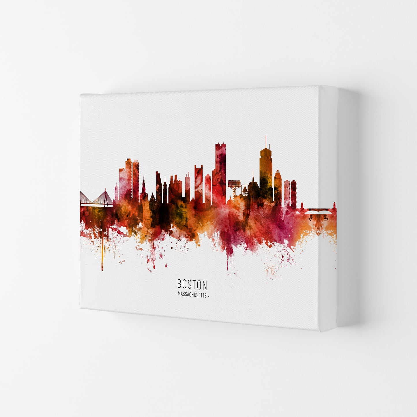 Boston Massachusetts Skyline Red City Name by Michael Tompsett Canvas