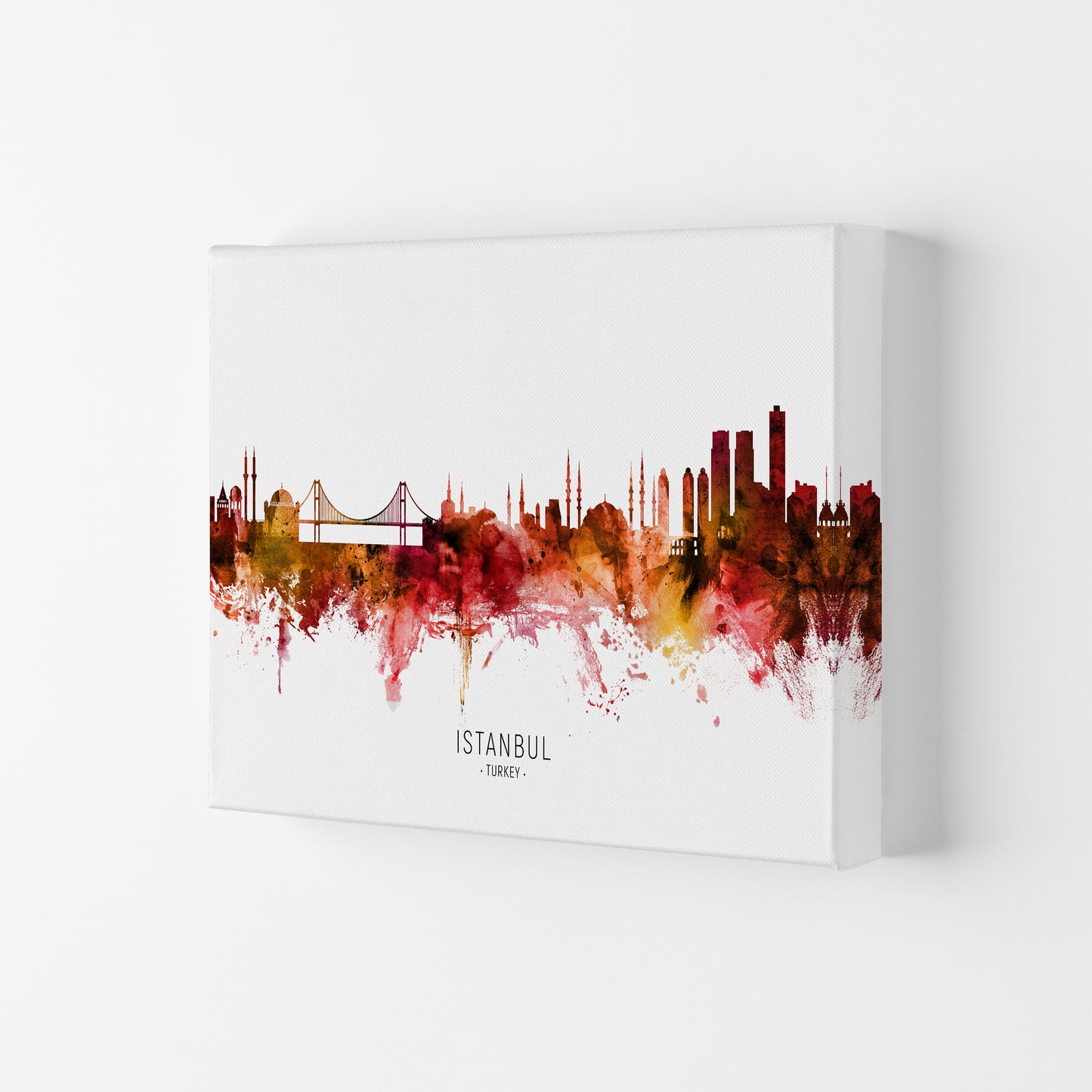 Istanbul Turkey Skyline Red City Name by Michael Tompsett Canvas