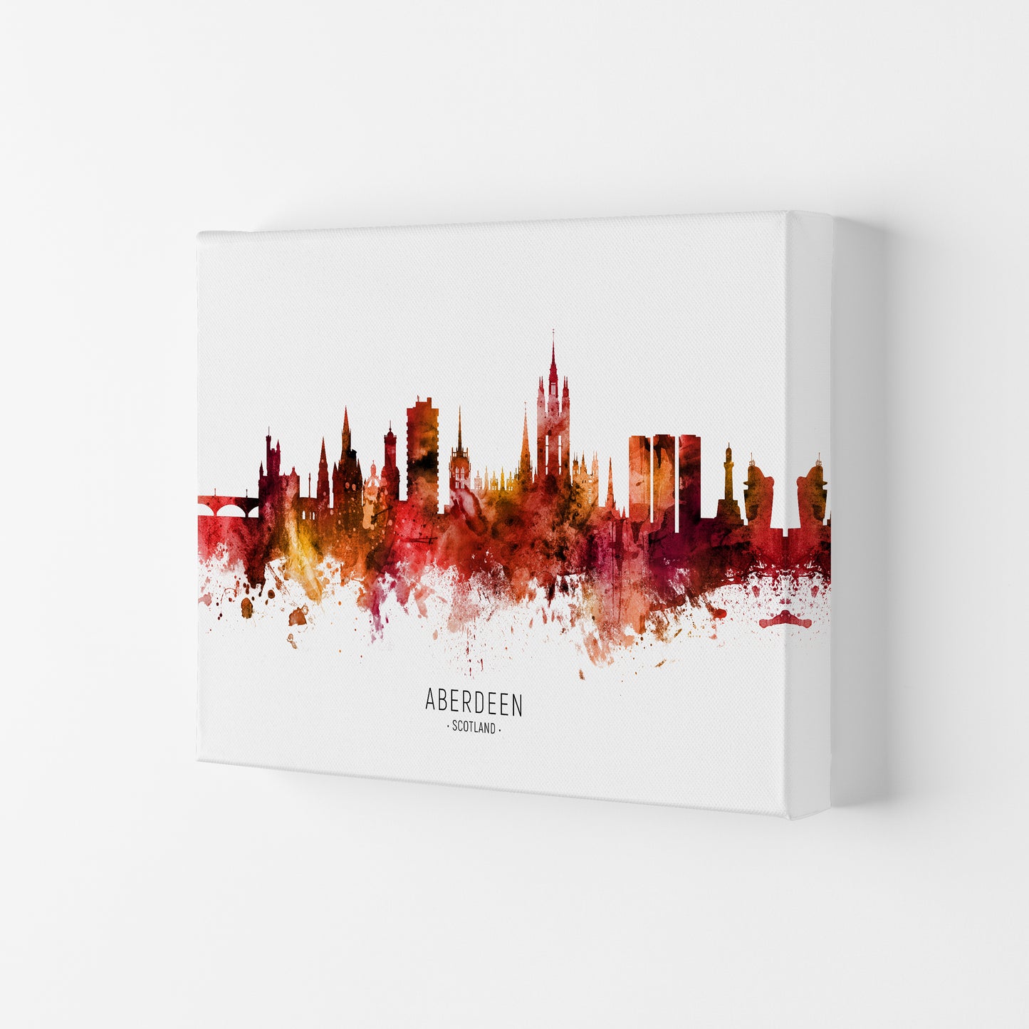 Aberdeen Scotland Skyline Red City Name by Michael Tompsett Canvas