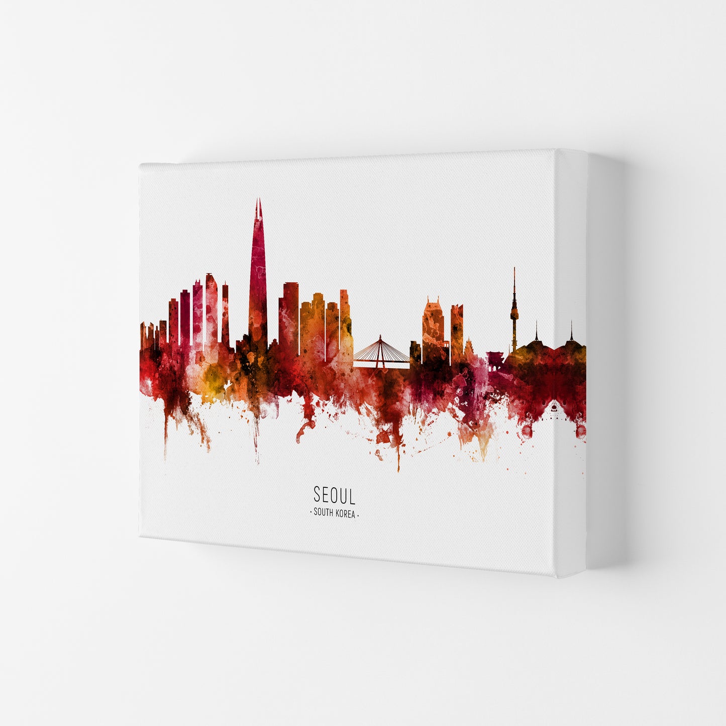 Seoul South Korea Skyline Red City Name by Michael Tompsett Canvas