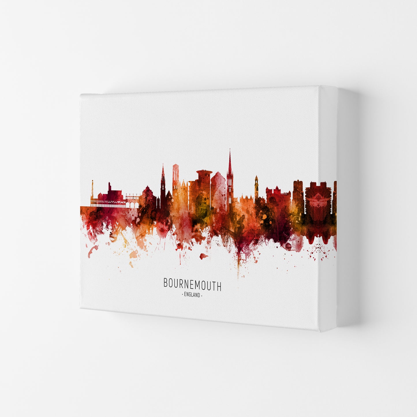 Bournemouth England Skyline Red City Name by Michael Tompsett Canvas