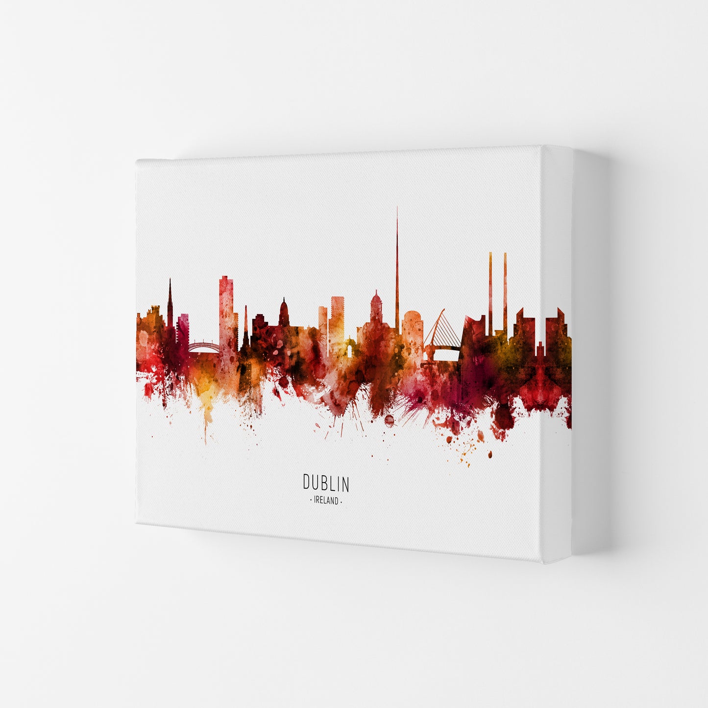 Dublin Ireland Skyline Red City Name by Michael Tompsett Canvas