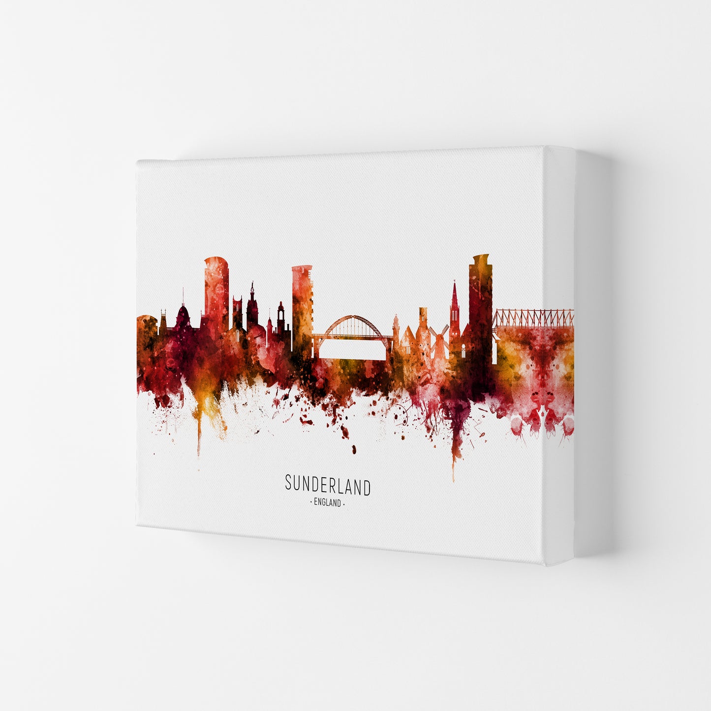 Sunderland England Skyline Red City Name by Michael Tompsett Canvas