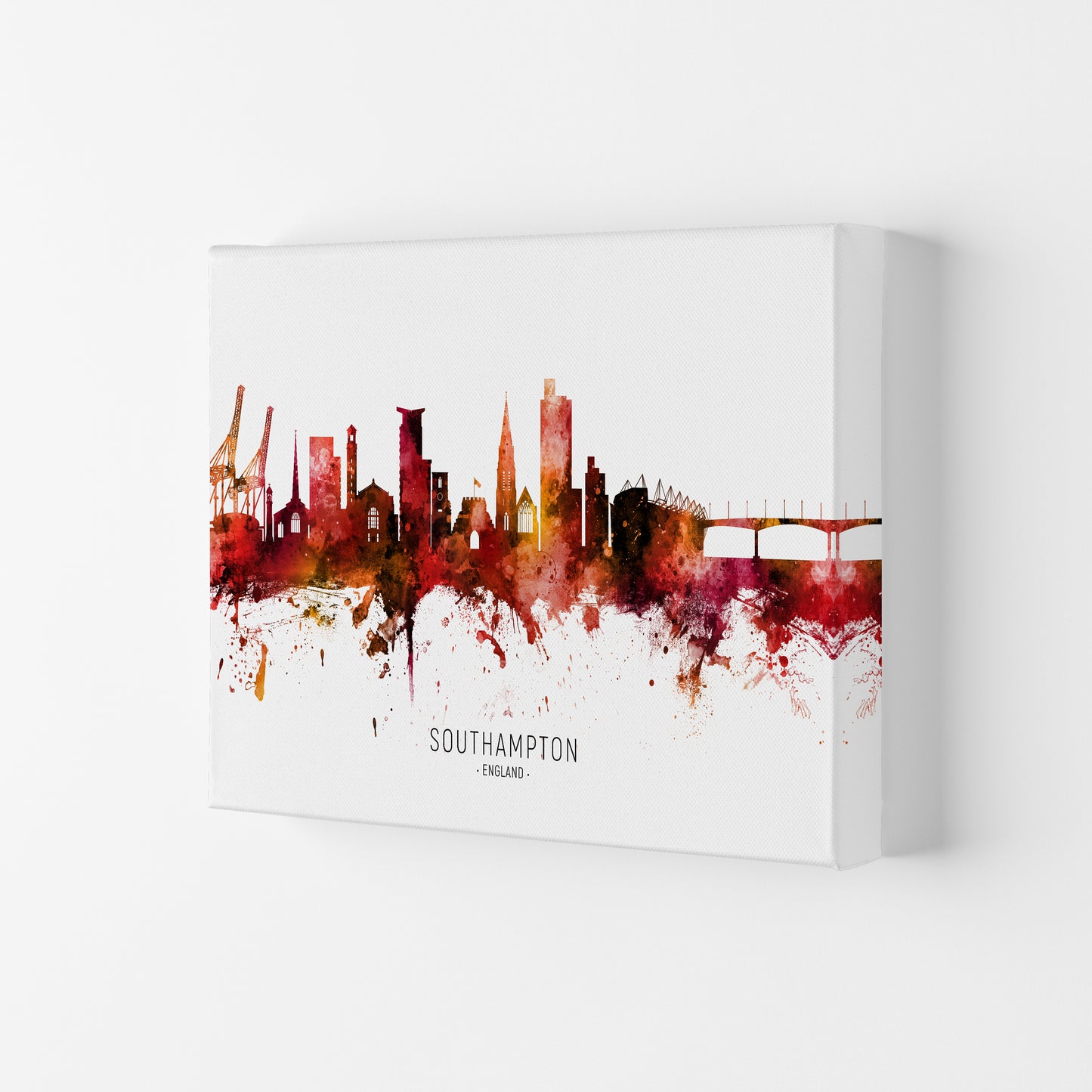 Southampton England Skyline Red City Name by Michael Tompsett Canvas