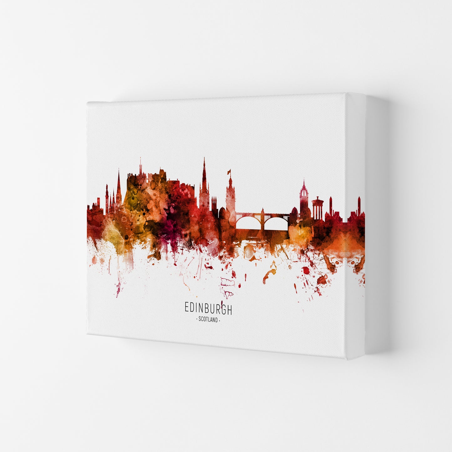 Edinburgh Scotland Skyline Red City Name by Michael Tompsett Canvas