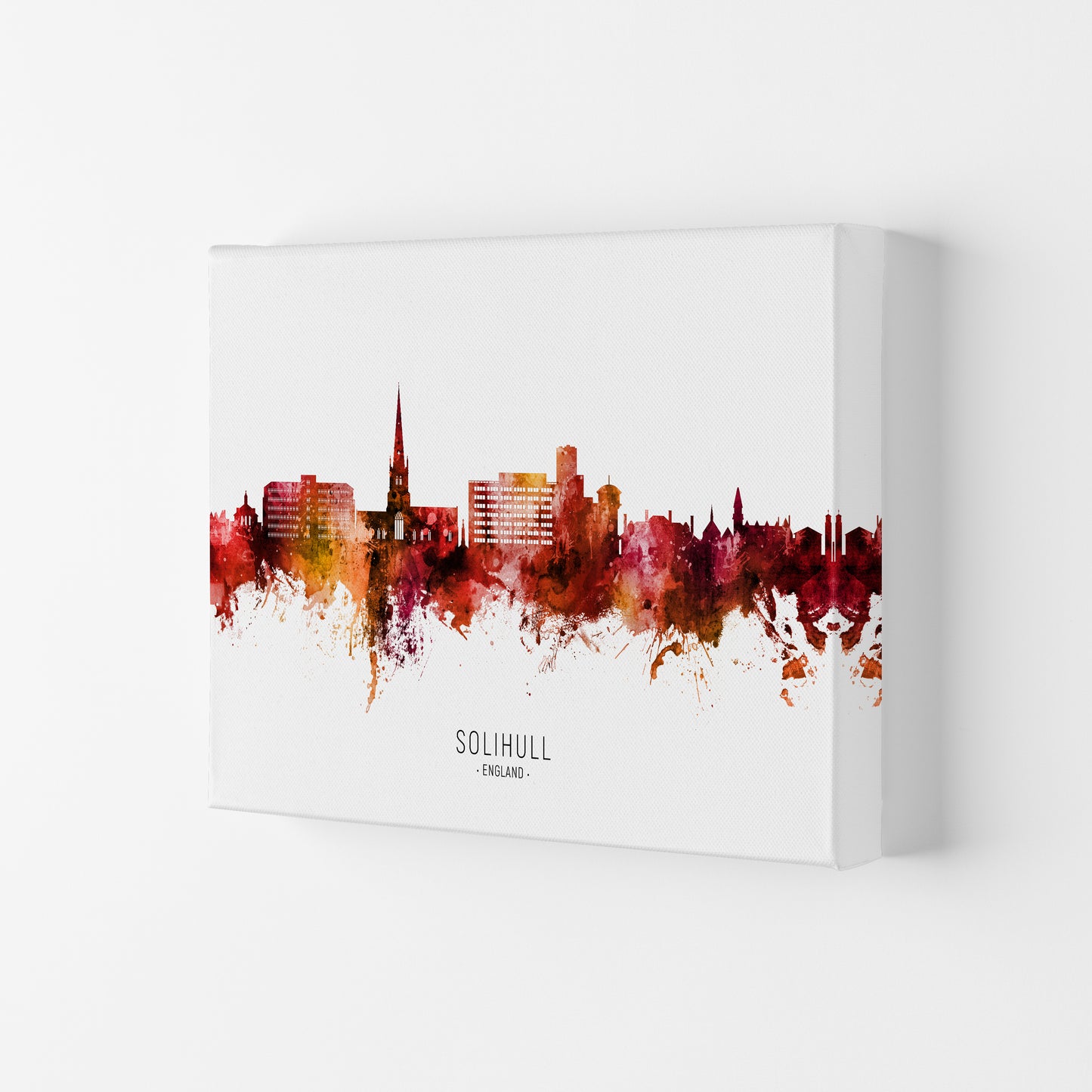 Solihull England Skyline Red City Name by Michael Tompsett Canvas