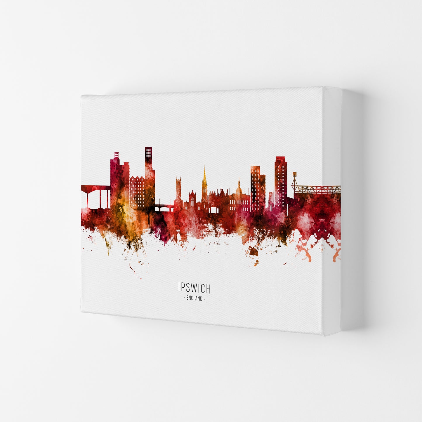 Ipswich England Skyline Red City Name by Michael Tompsett Canvas