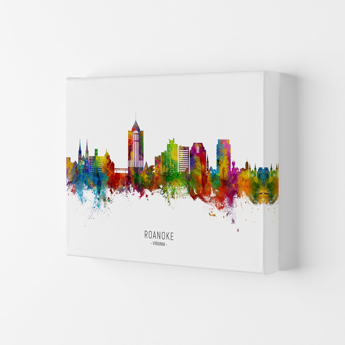 Roanoke Virginia Skyline Art Print by Michael Tompsett Canvas