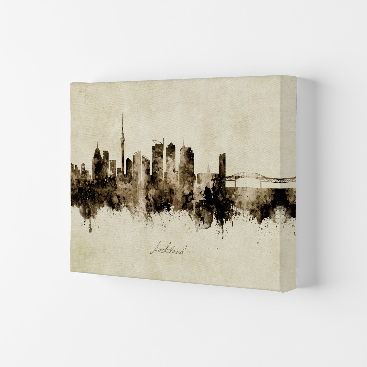 Auckland New Zealand Skyline Vintage Art Print by Michael Tompsett Canvas