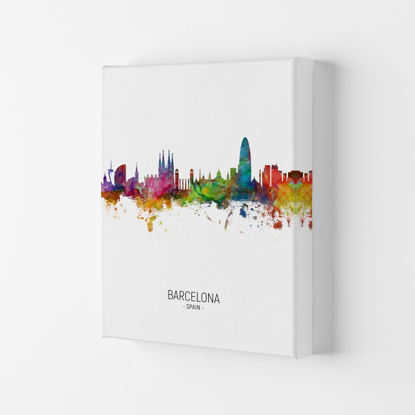 Barcelona Spain Skyline Portrait Art Print by Michael Tompsett Canvas