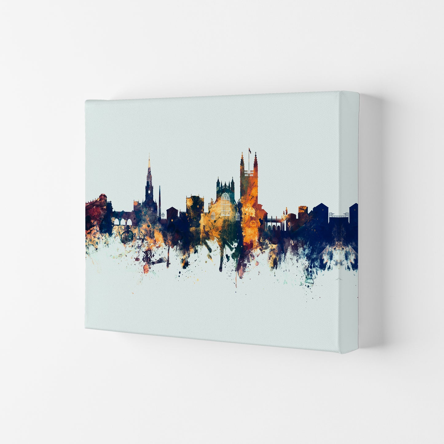 Bath England Skyline Blue Orange Art Print by Michael Tompsett Canvas