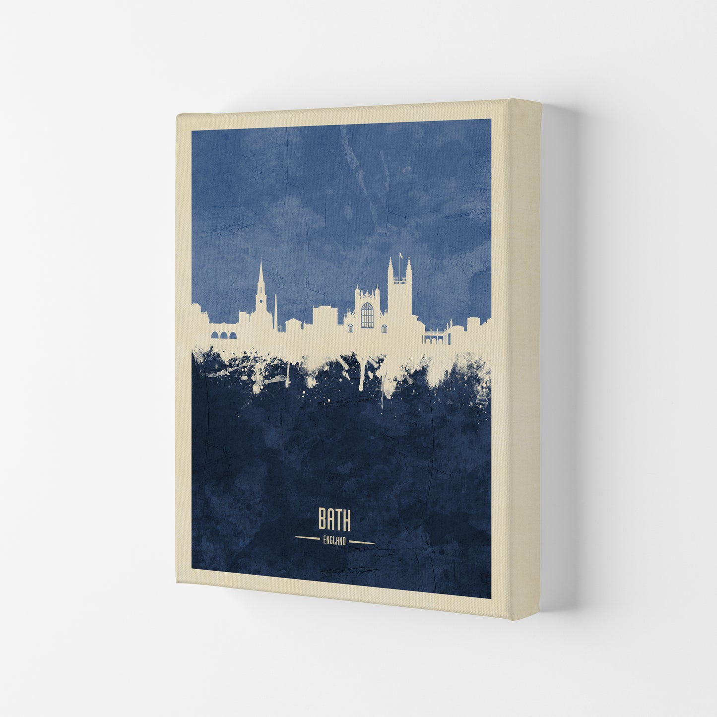 Bath England Skyline Portrait Navy Art Print by Michael Tompsett Canvas