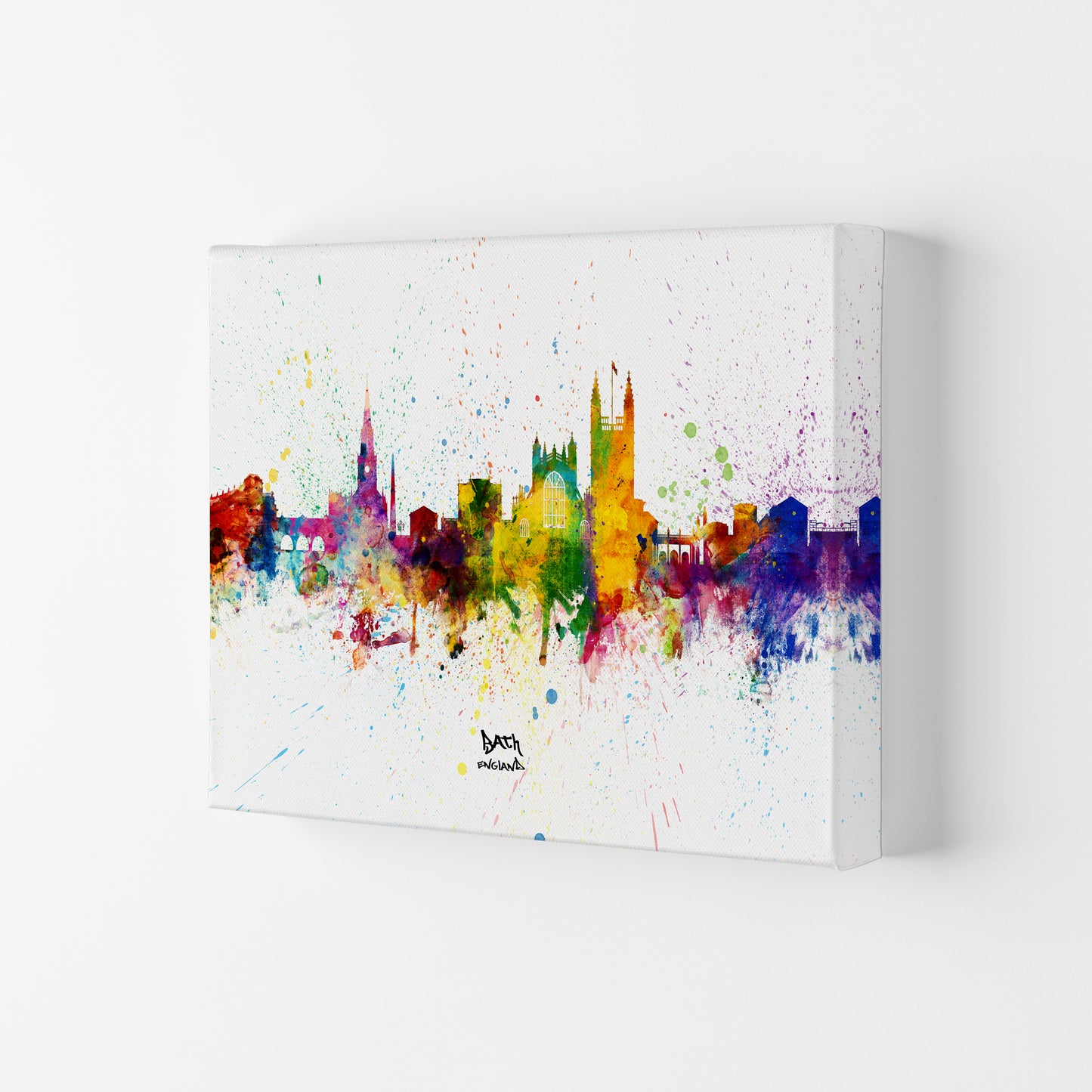 Bath England Skyline Splash Art Print by Michael Tompsett Canvas