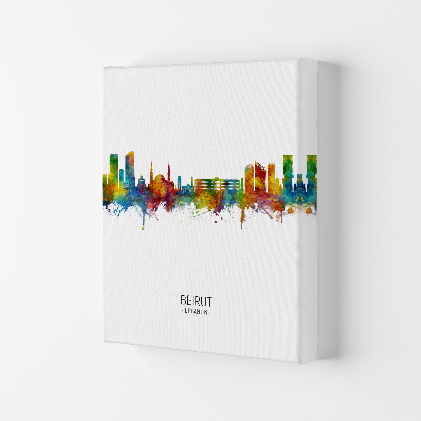 Beirut Lebanon Skyline Portrait Art Print by Michael Tompsett Canvas