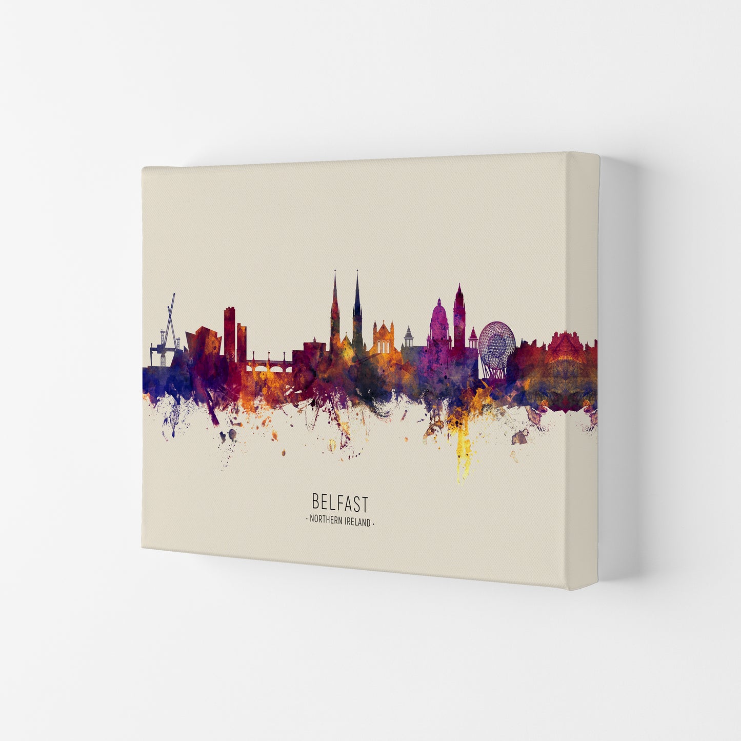 Belfast Northern Ireland Skyline Autumn City Name Art Print by Michael Tompsett Canvas