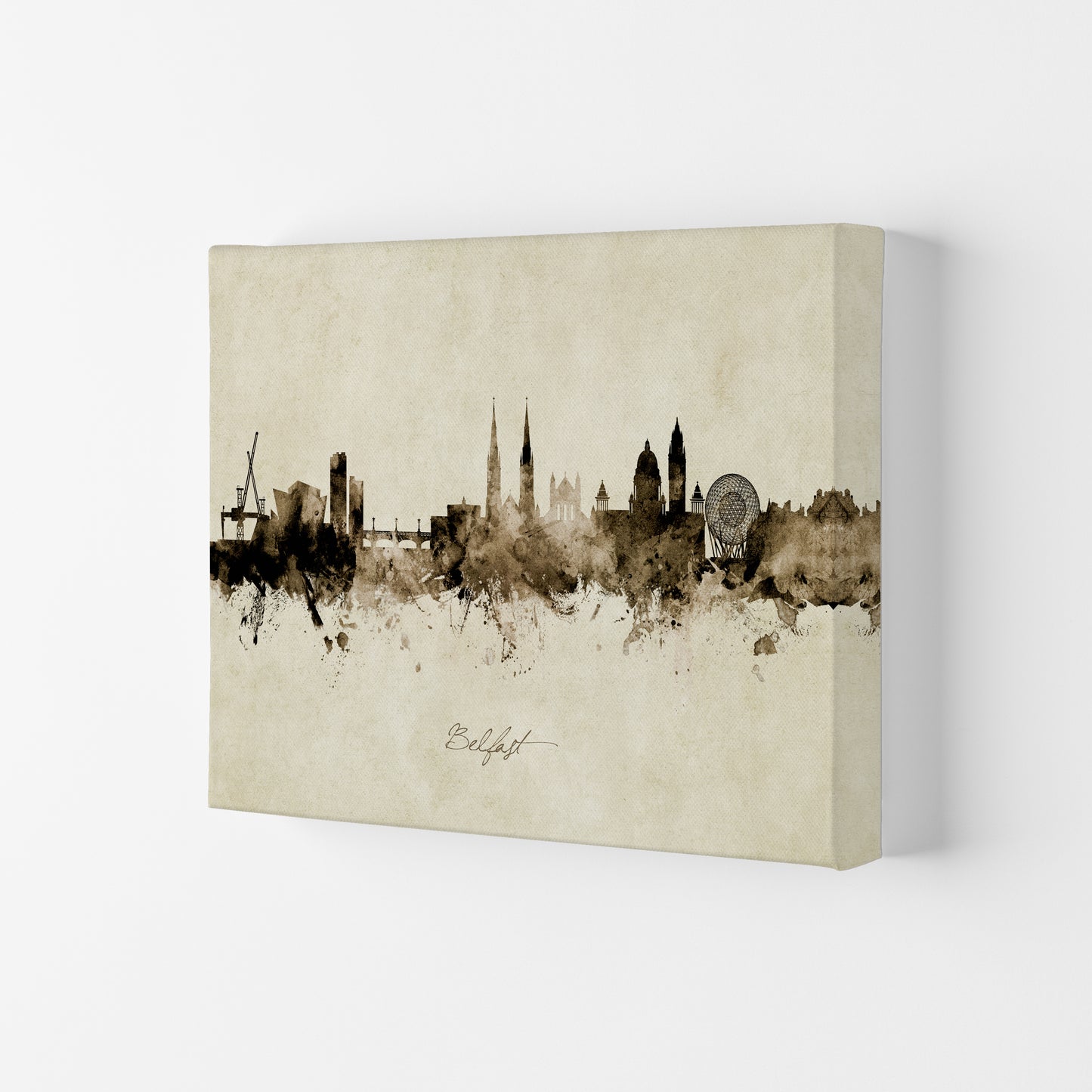 Belfast Northern Ireland Skyline Vintage Art Print by Michael Tompsett Canvas