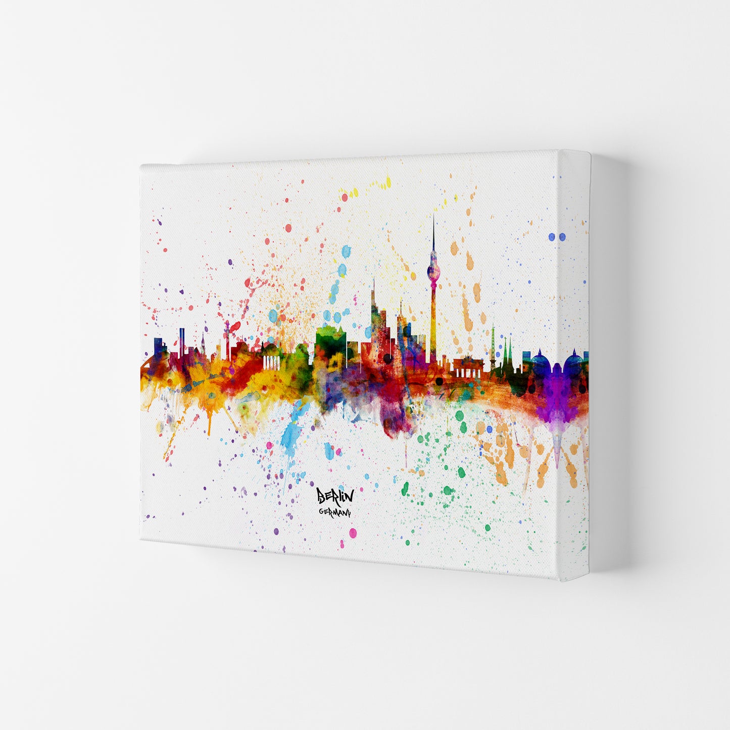 Berlin Germany Skyline Splash Art Print by Michael Tompsett Canvas