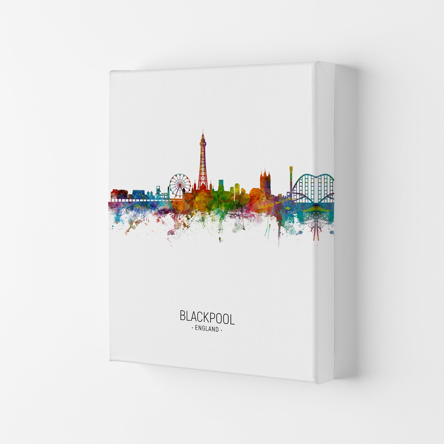 Blackpool England Skyline Portrait Art Print by Michael Tompsett Canvas