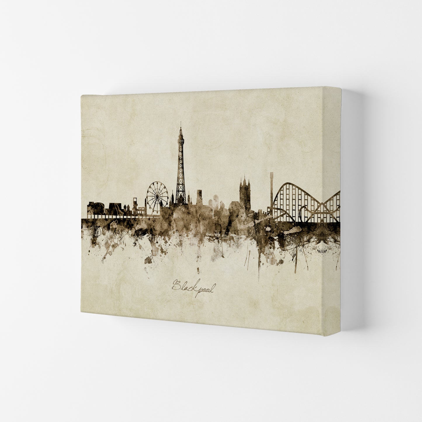 Blackpool England Skyline Vintage Art Print by Michael Tompsett Canvas