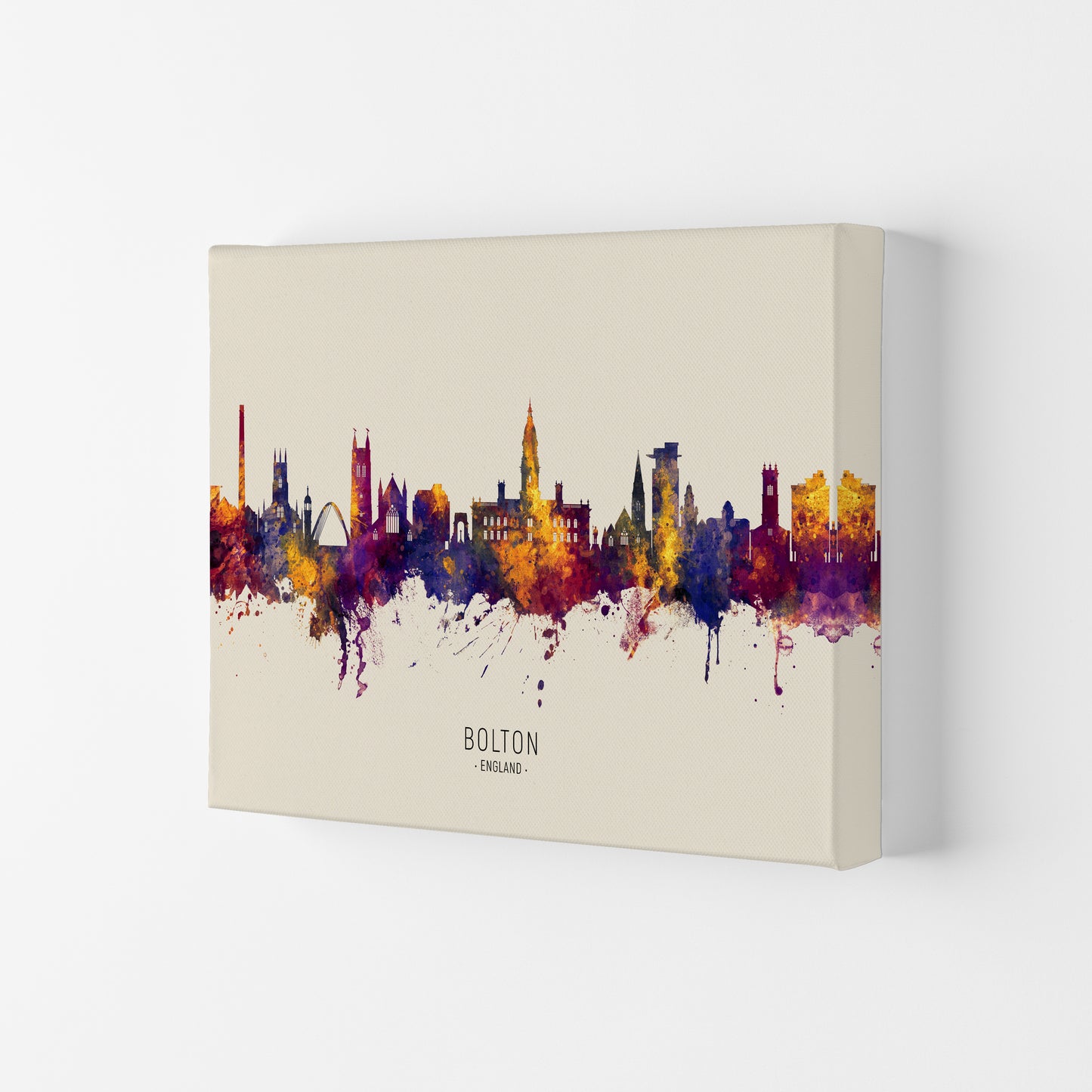 Bolton England Skyline Autumn City Name Art Print by Michael Tompsett Canvas
