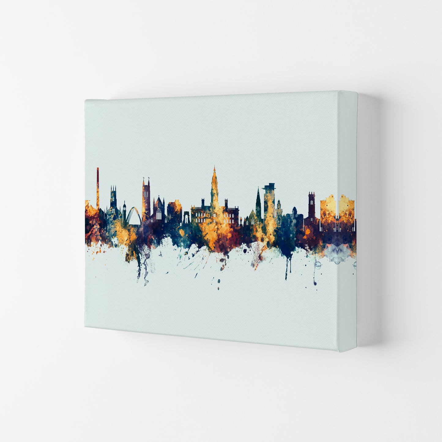 Bolton England Skyline Blue Orange Art Print by Michael Tompsett Canvas