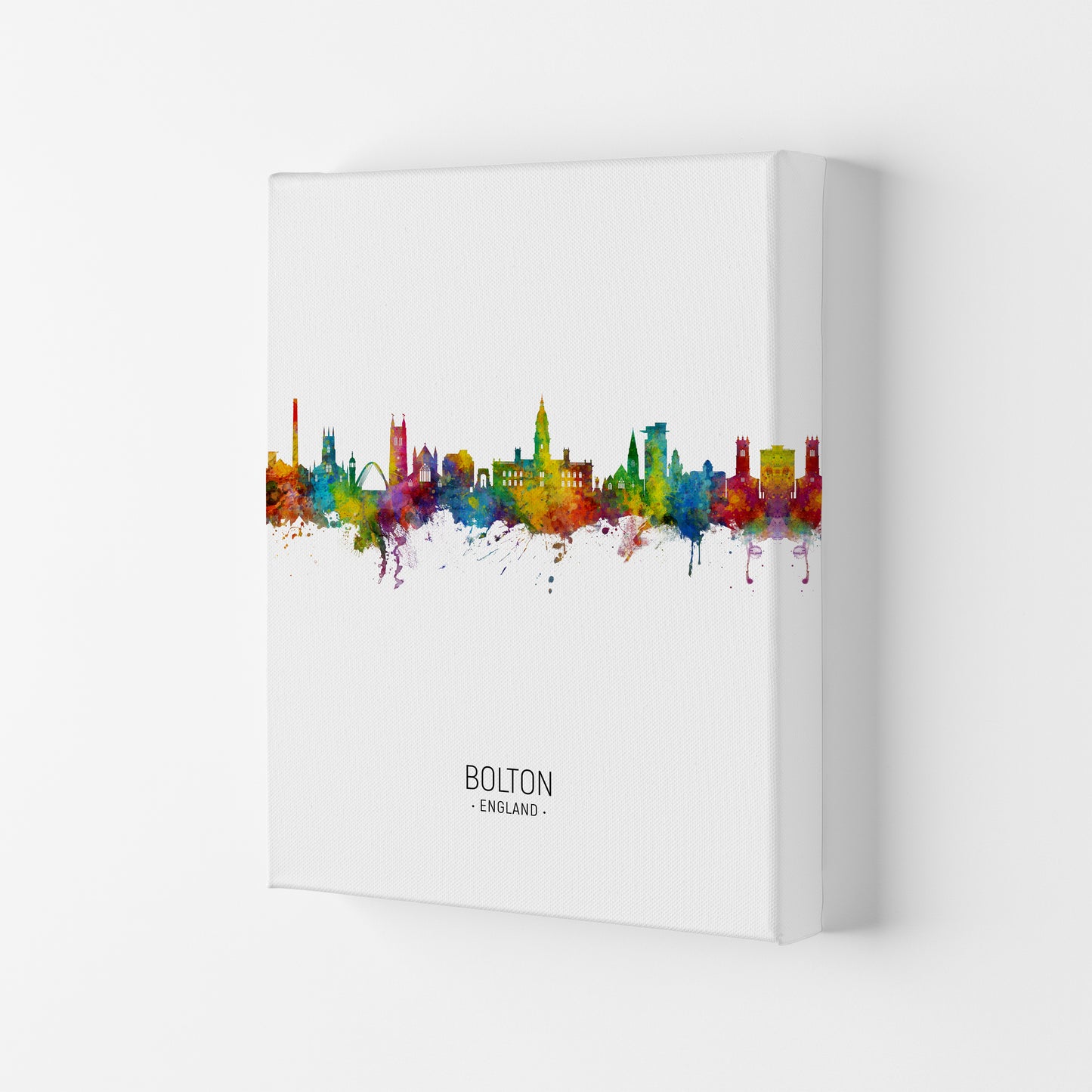 Bolton England Skyline Portrait Art Print by Michael Tompsett Canvas